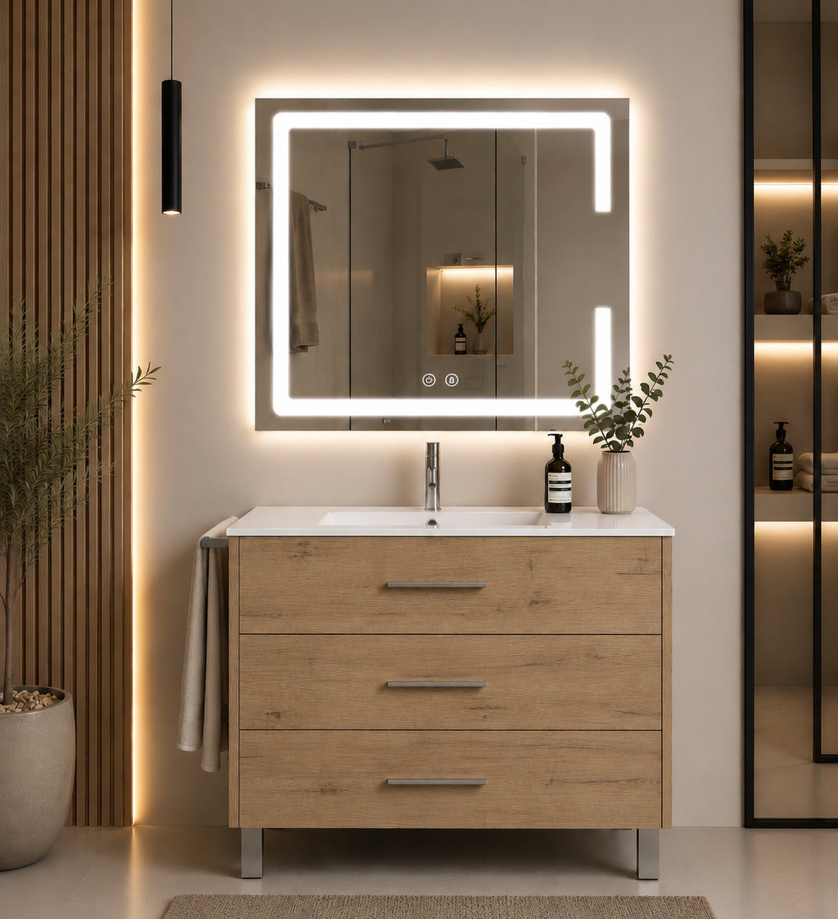Szafka łazienkowa z umywalką ORIGENBATH RIBERA bez lustra 70x40 cm estepa