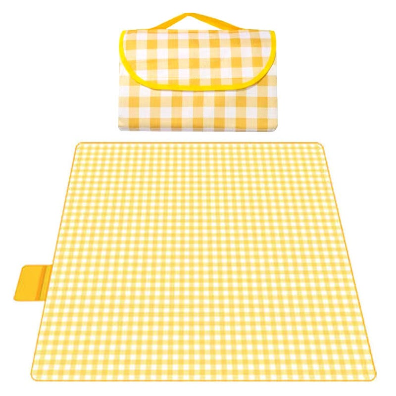Bardzo duża mata piknikowa, wodoodporna i odporna na piasek, składana i przenośna, idealna na kemping (żółta, 2 m x 2 m, 1 sztuka)