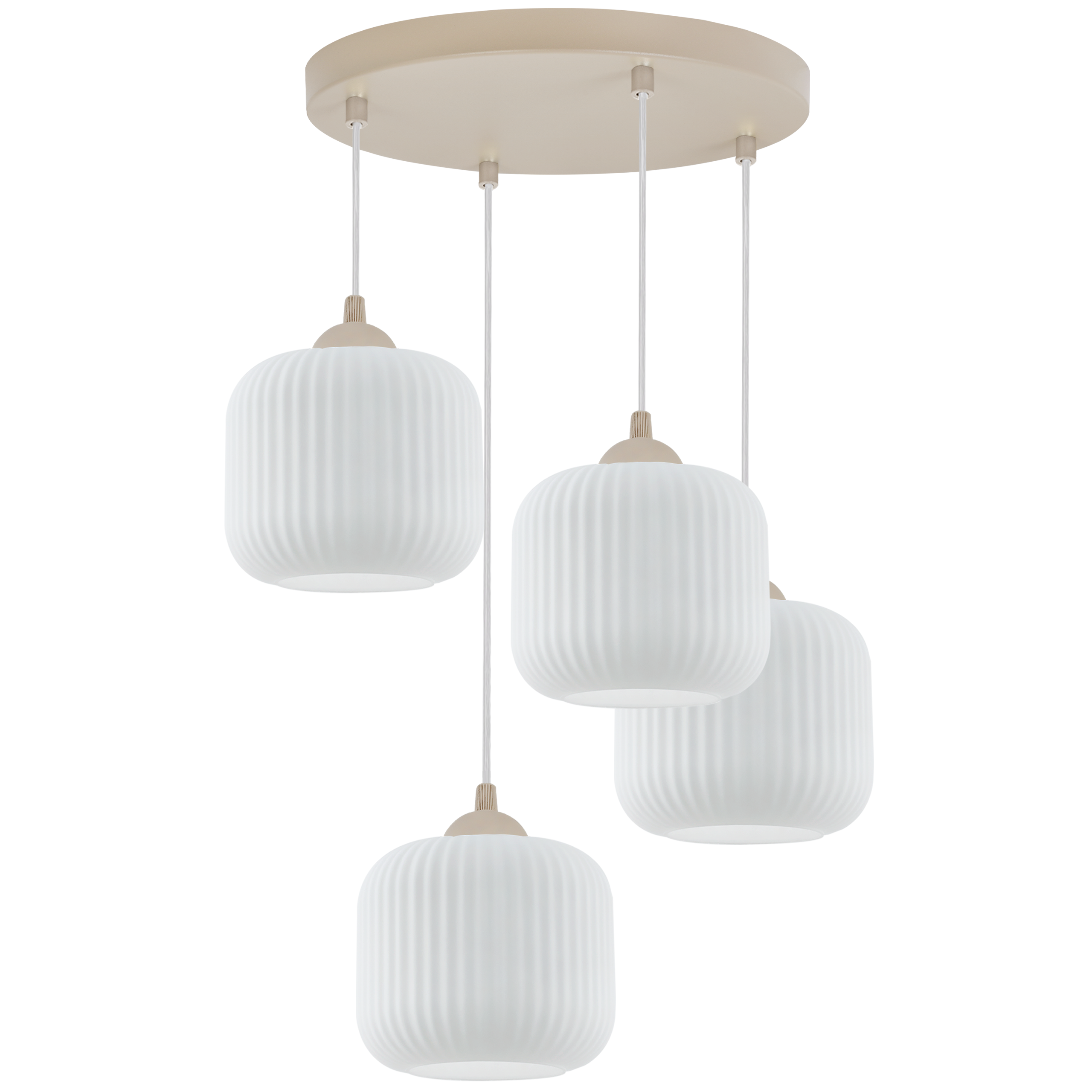 Lampa sufitowa wisząca Light Home LH Riffle okrągła 4xE27 kaszmir klosz biały 15cm walec