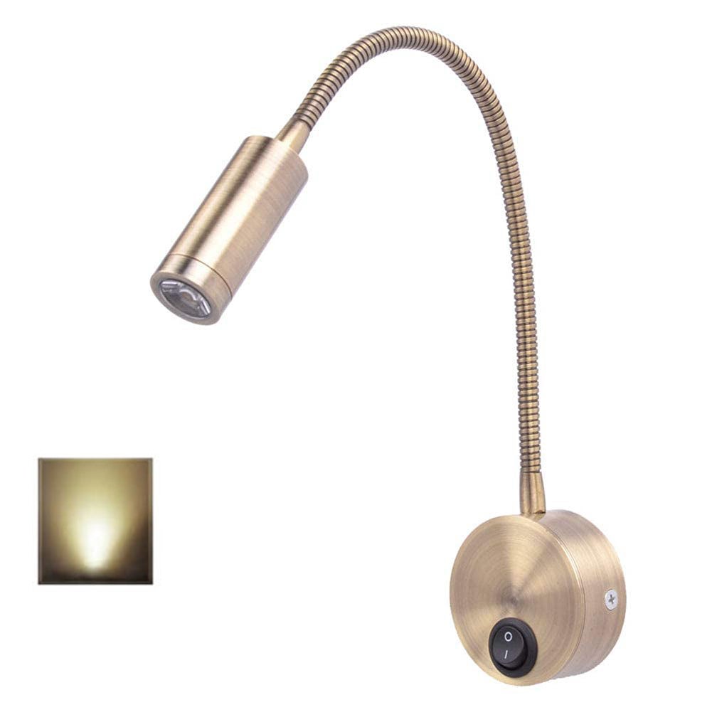 Lampa ścienna LED, 3W z elastycznego aluminium z nowoczesnym oświetleniem książki przy łóżku 360°Lampa ścienna do sypialni, 4000K