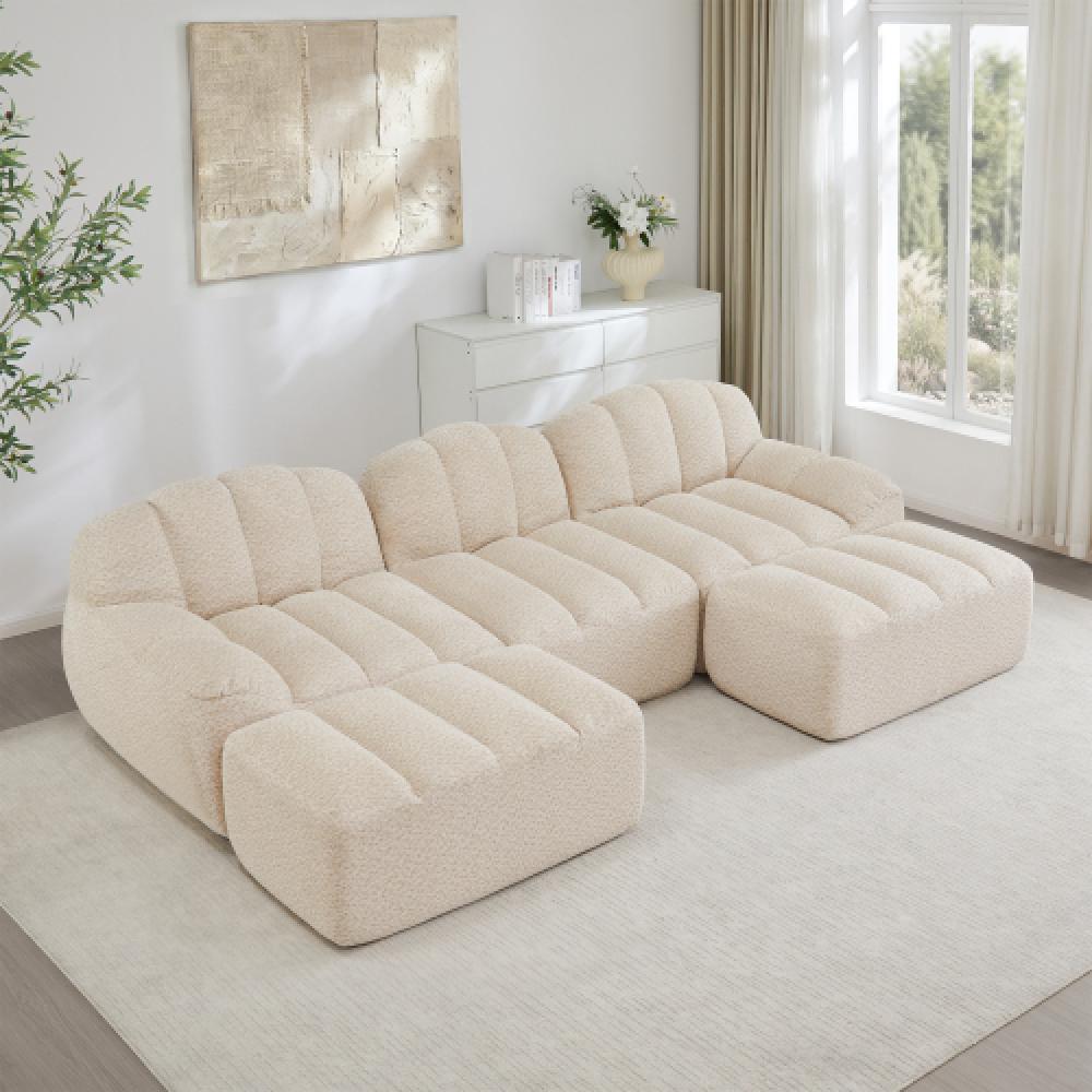 Modułowa sofa 3-osobowa w stylu muszli, głębokie poduszki, do salonu i mieszkania, nie wymaga montażu