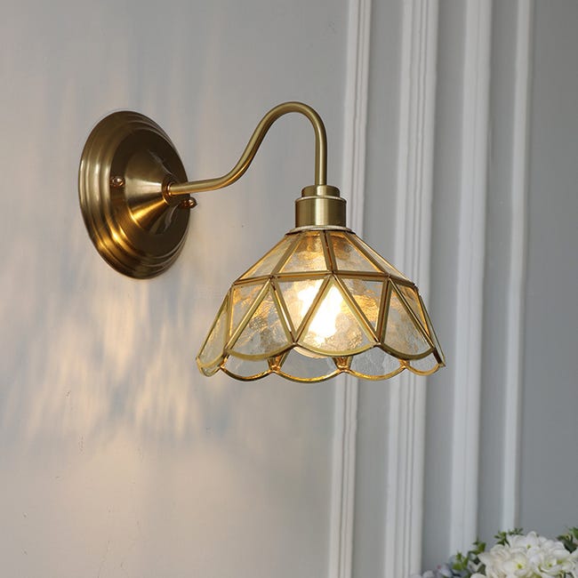 Kinkiet wewnętrzny, lampka nocna w stylu retro, kinkiet ze szklanym kloszem (żarówka nie jest dołączona).