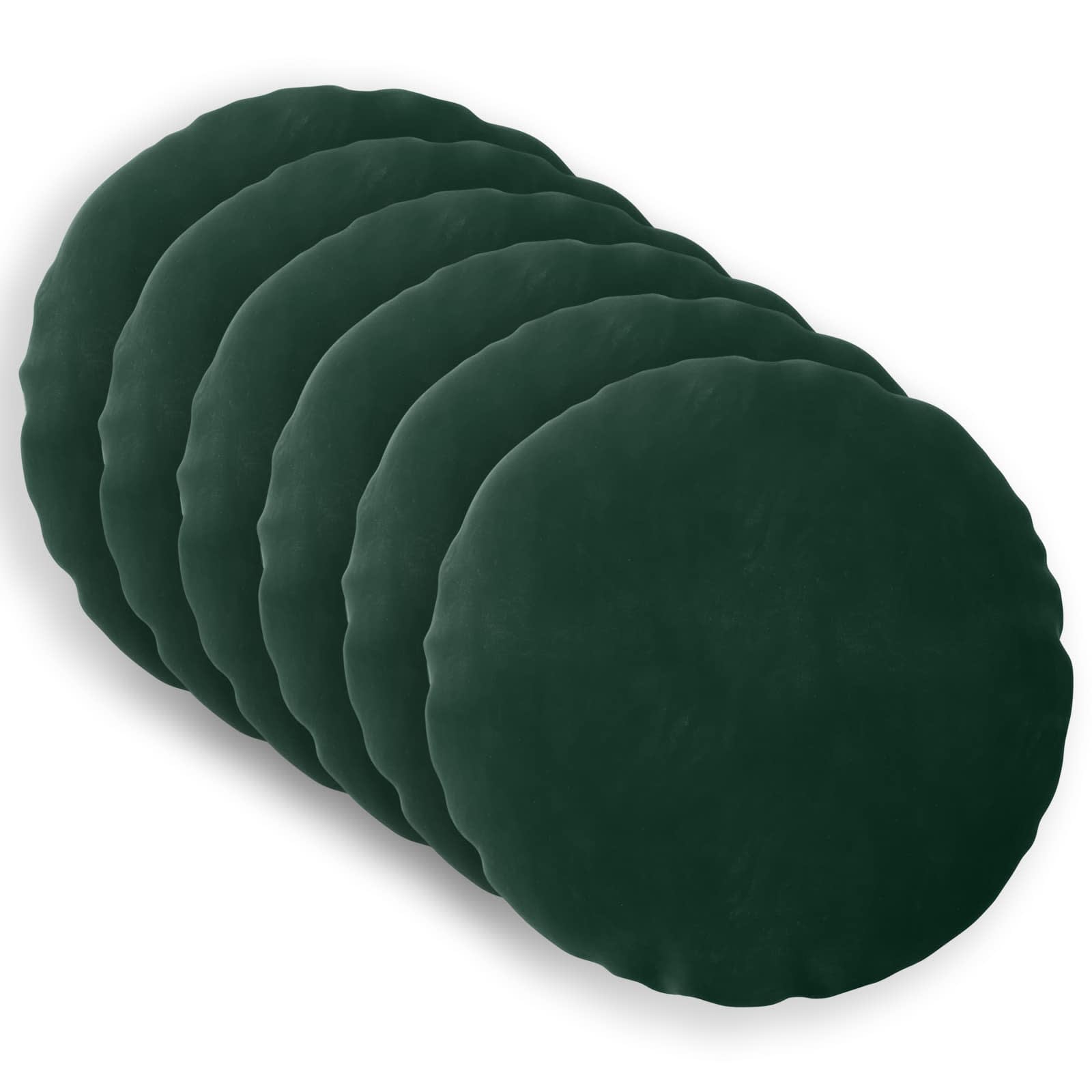 6x Poduszka Dekoracyjna Ø60 cm Welurowa z Wypełnieniem Ciemnozielona