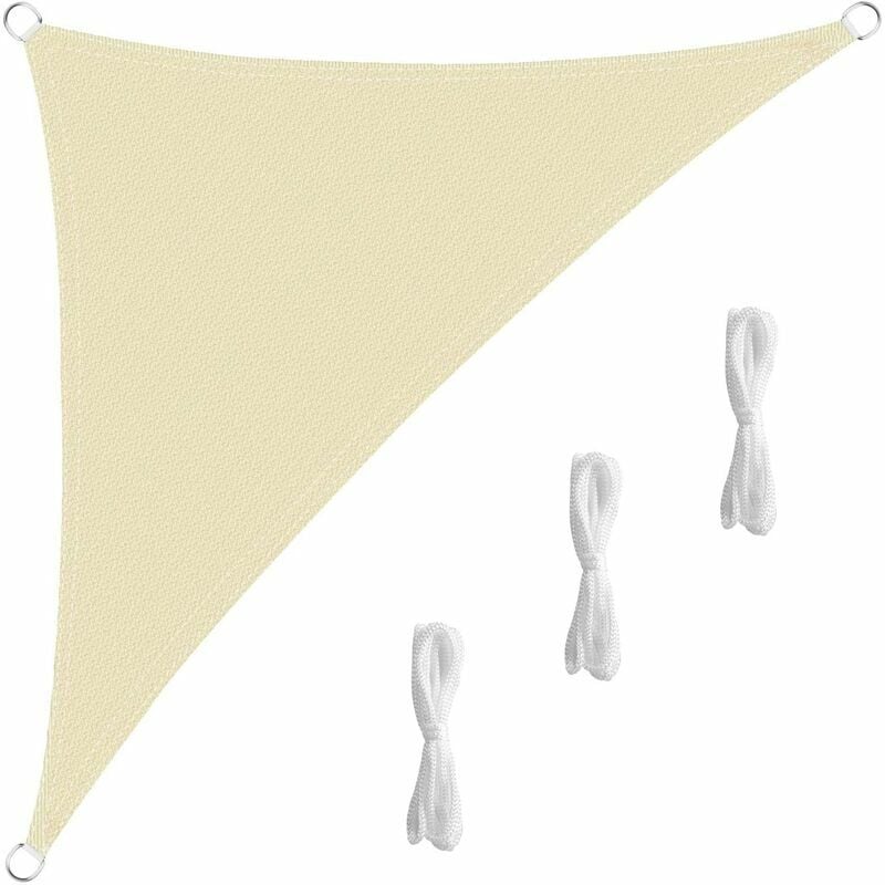 Żagiel przeciwsłoneczny trójkątny, 360 x 360 x 360 cm, poliester odporny na rozdarcia, odporny na promieniowanie UV, wilgoć i wodę, odpowiedni do tara
