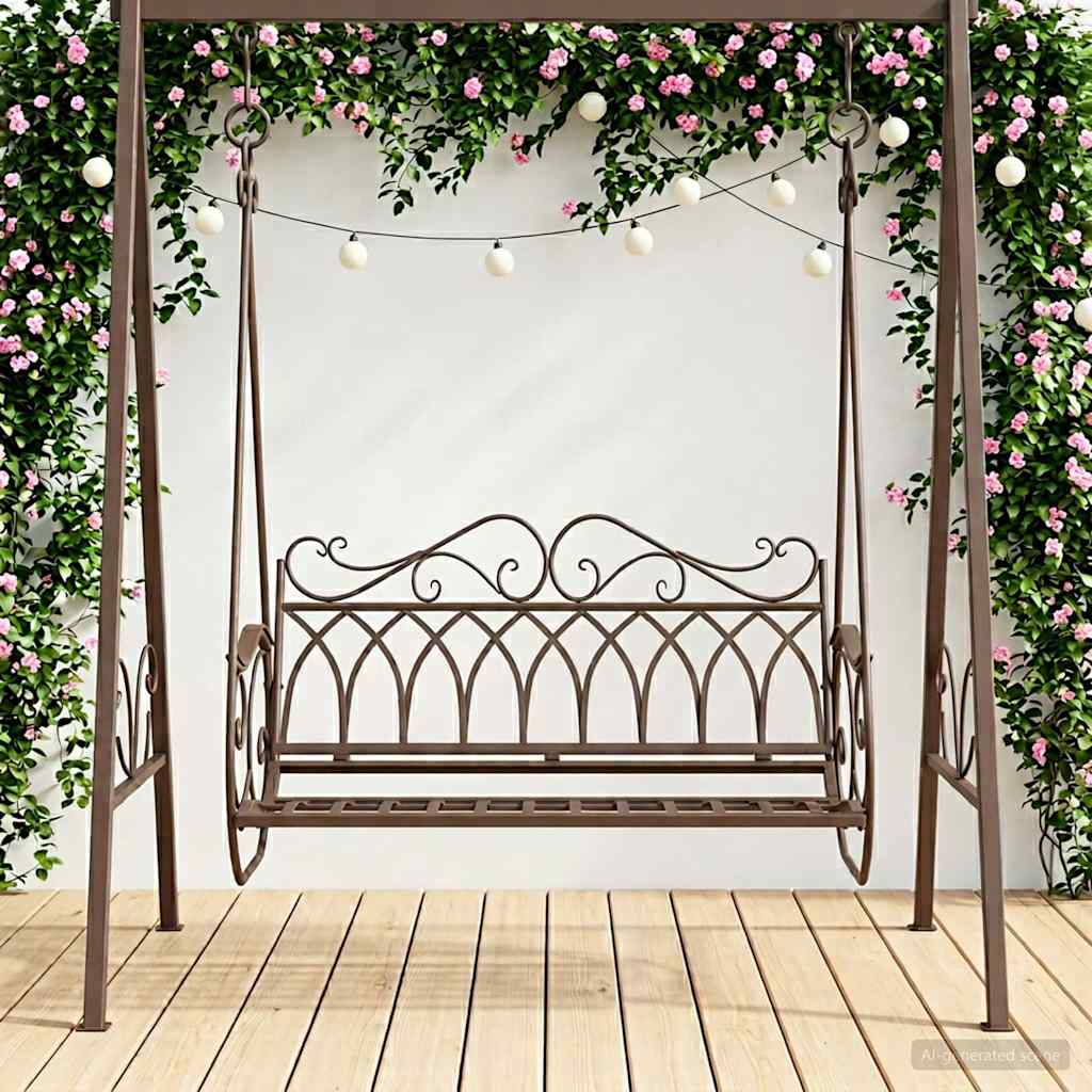 Huśtawka Stal 112 x 60 x 126,5 cm Antyk Brązowy vidaXL