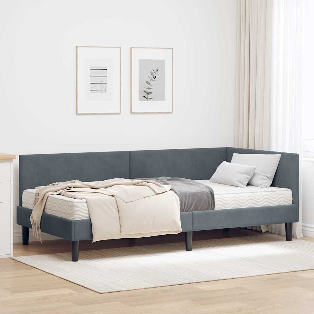 Rama Łóżka Narożnego z Materacem Inny 2 pcs Szary Aksamit vidaXL