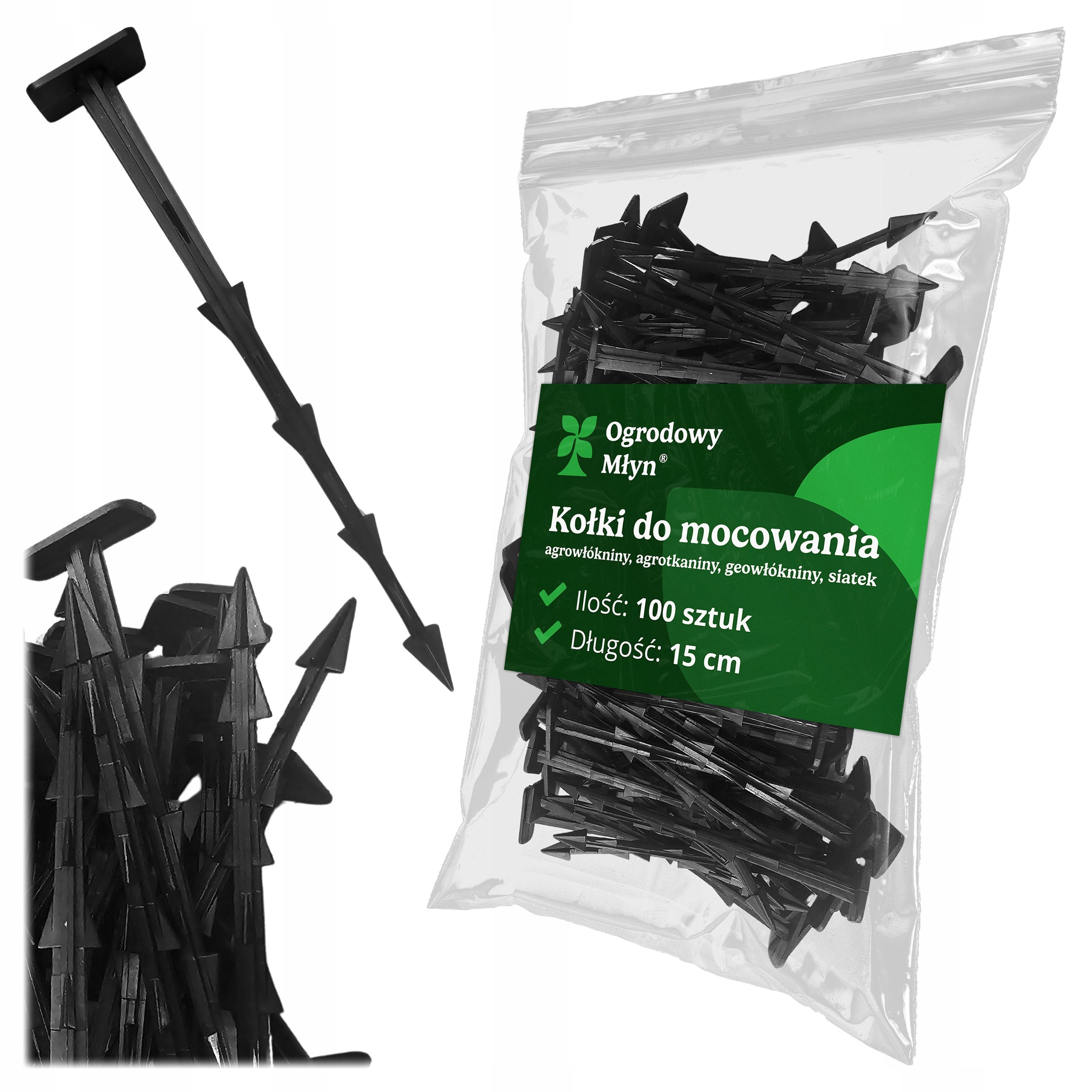 Kotwy szpilki kołki do agrowłókniny agrotkaniny mocowania 15 cm 100 sztuk Ogrodowy Młyn