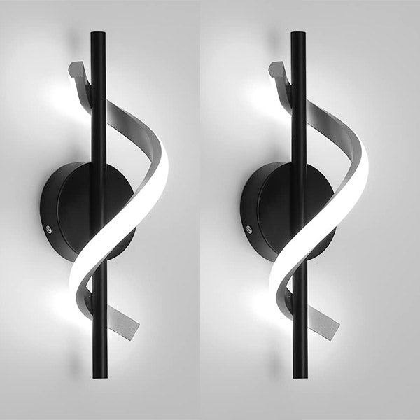 Kinkiet LED 12W - Nowoczesne białe oświetlenie aluminiowe - Białe światło, minimalistyczny design do salonu, na schody, do biura - czarny - 2 sztuki