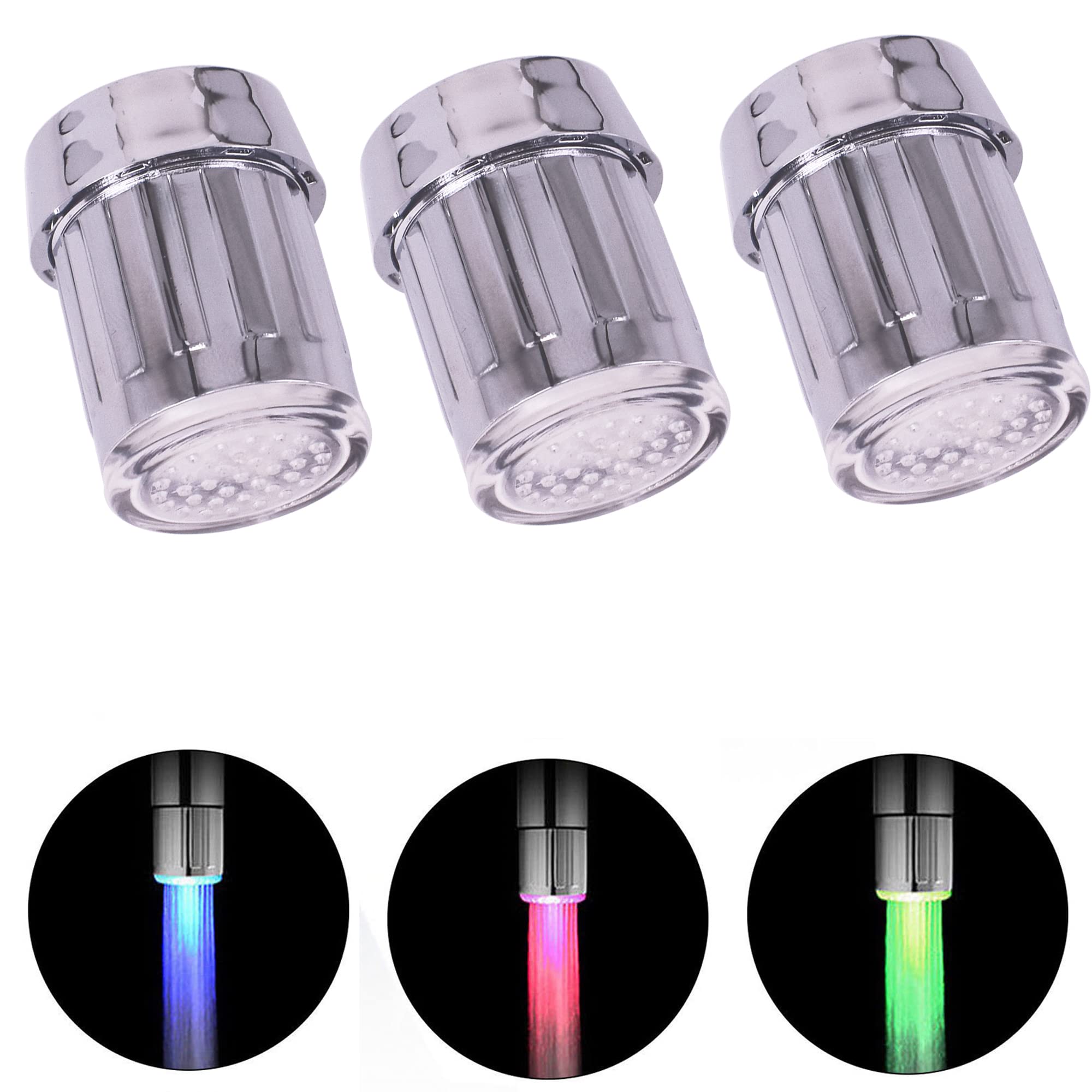 3 Opakowanie 3-Kolor temperatura Sensitive Gradient LED woda kran światło woda Stream Kolor Changing kran bateria zlew kran do kuchnia i łazienka