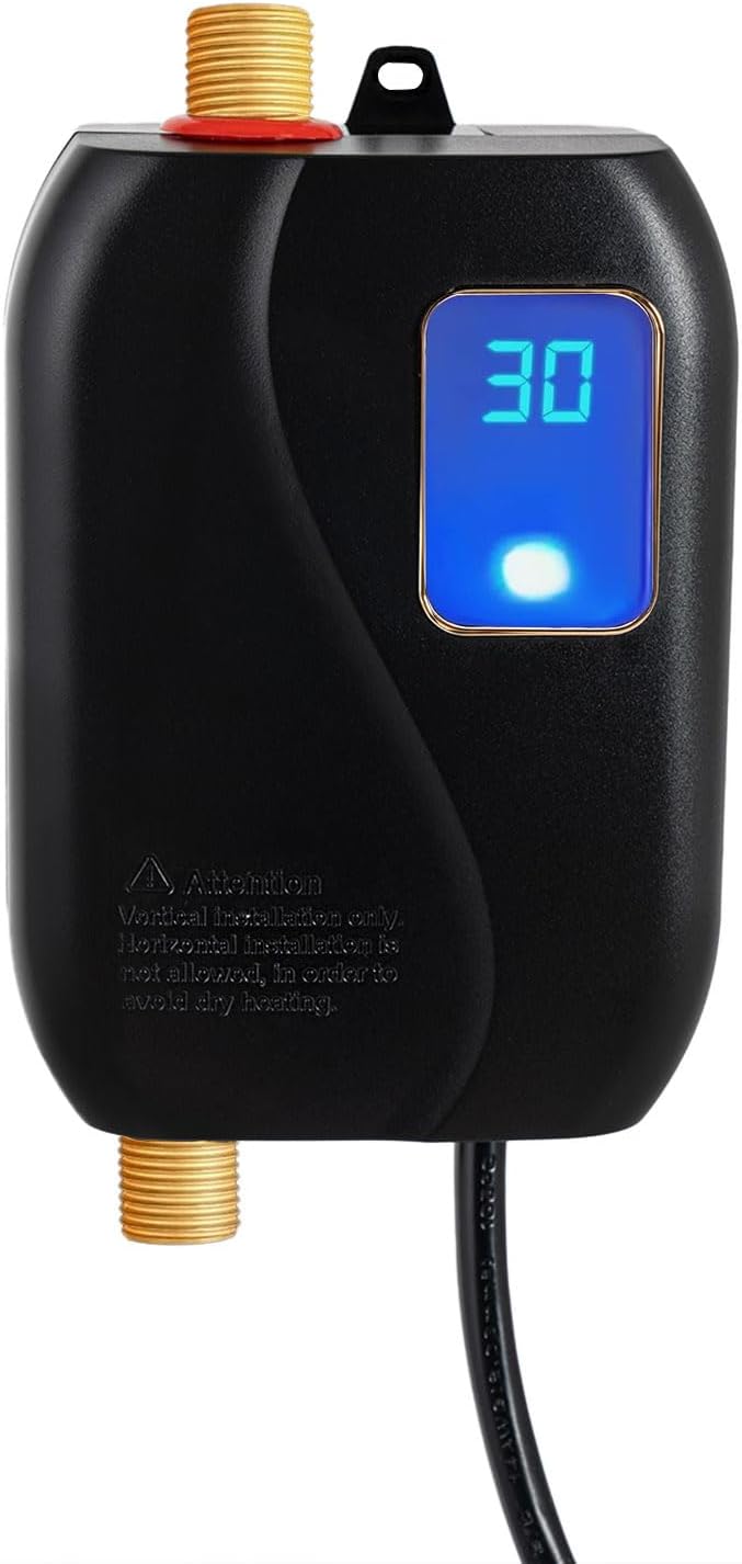 Elektryczny podgrzewacz wody - Miniaturowy podgrzewacz przepływowy 220V 3500W do kuchni, łazienek i kamperów, czarny.
