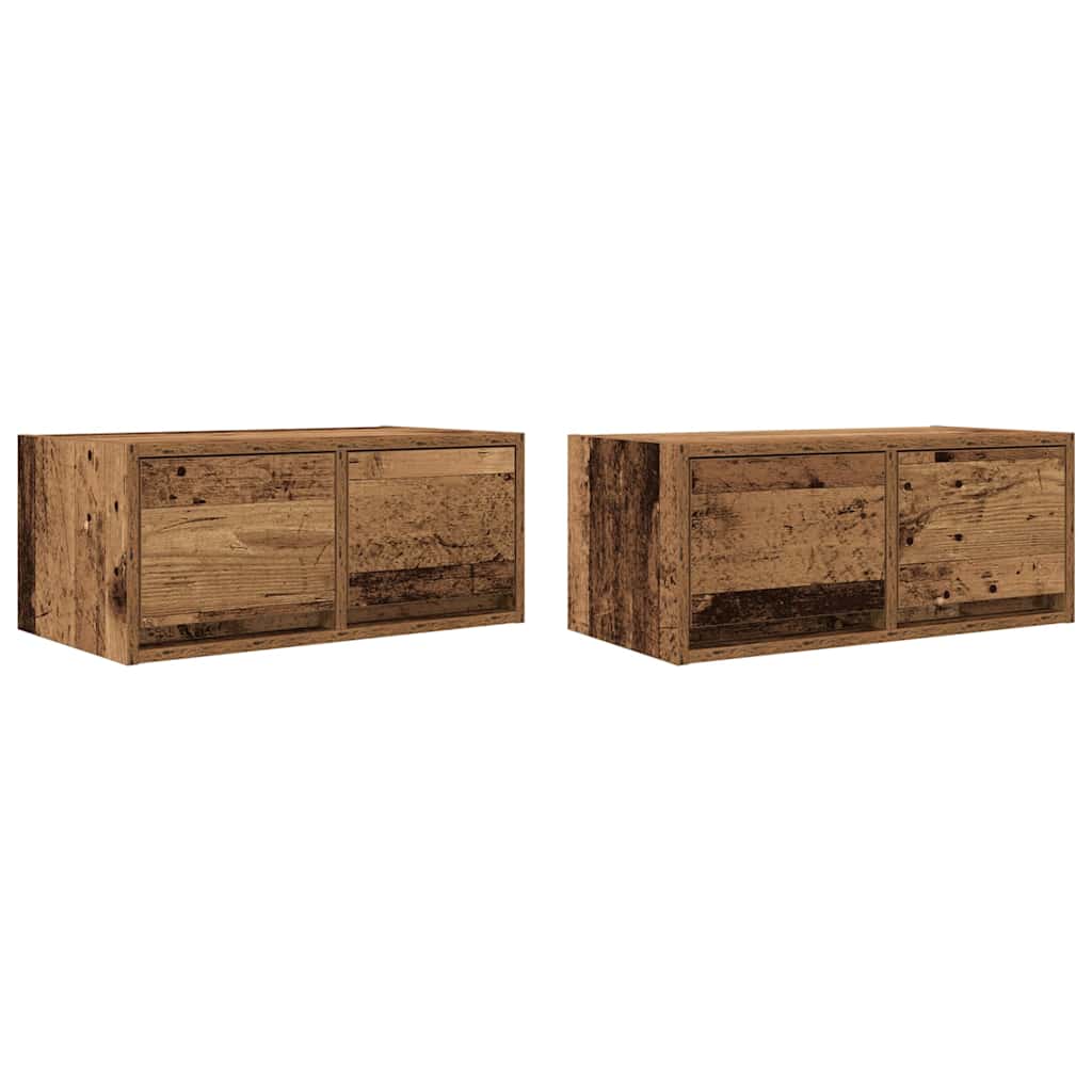 Szafki RTV 2 szt. Stare drewno 60x31x25,5 cm Drewno klejone
