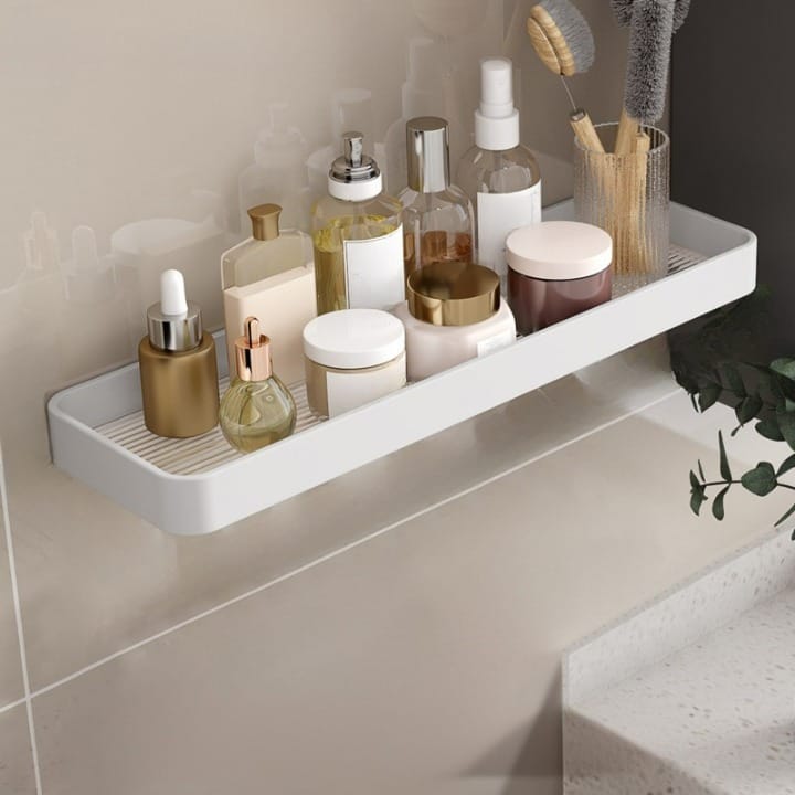 Biała aluminiowa półka ścienna z wieszakiem na ręczniki – Praktyczne przechowywanie i nowoczesny design – 50*11,5*3 cm