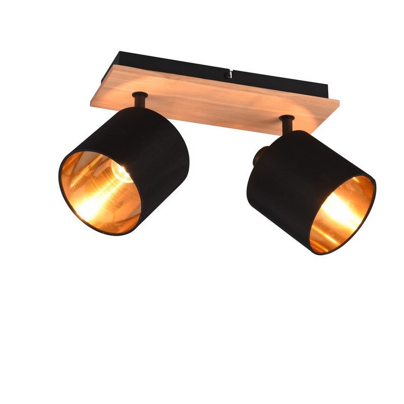 Reflektor cylindryczne tekstylne klosze IKERIS drewniano-czarny 2xE14x28W metal wym:19,5x30x12cm IP20 RL