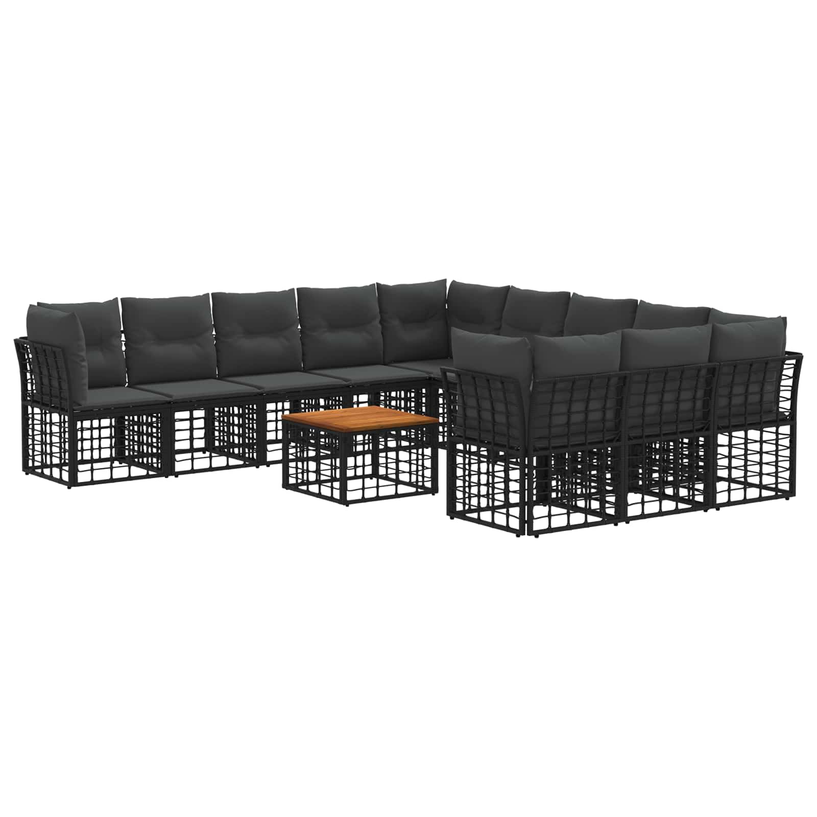 Zestaw sof na zewnątrz 12 pcs Czarny i Ciemnoszary Poliester vidaXL