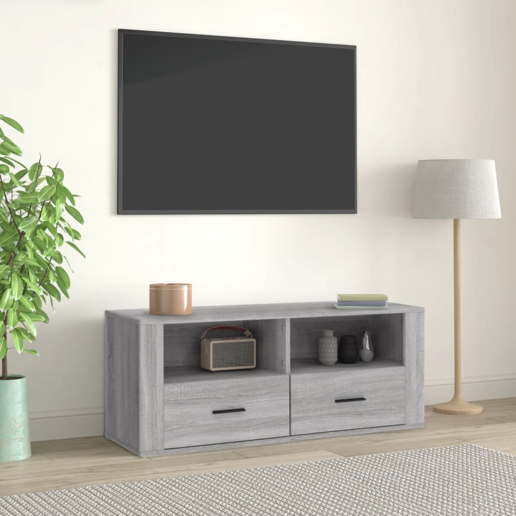 Szafka pod telewizor, szary dąb sonoma, 100x35x40 cm vidaXL