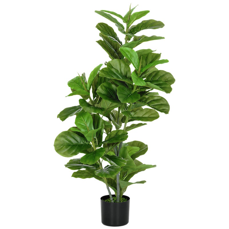 Sztuczna roślina Ficus 110 cm Sztuczna roślina z 90 liśćmi, mchem i doniczką do użytku wewnątrz i na zewnątrz, zielona