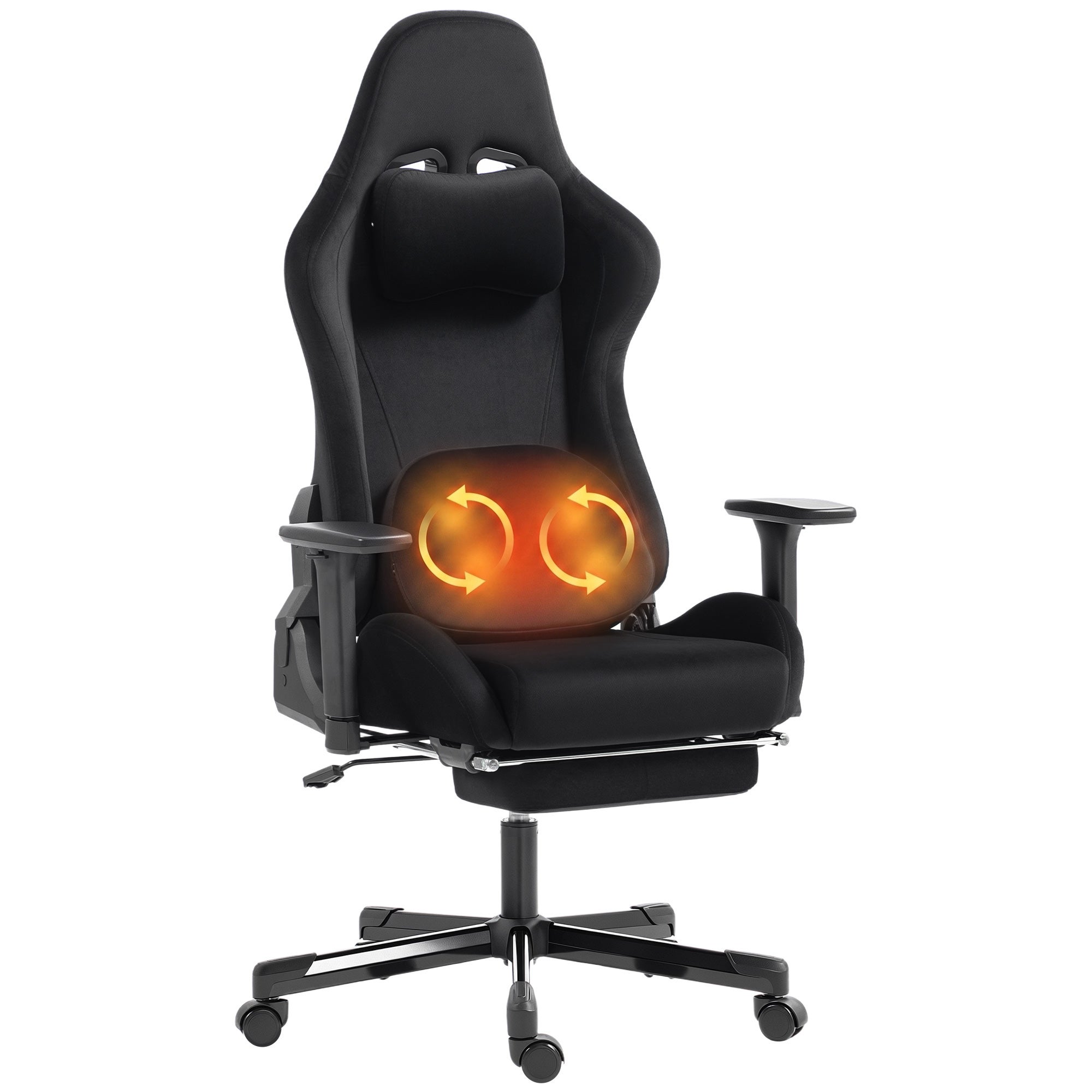 Ergonomiczny fotel do masażu i gier z odchylanymi podłokietnikami 3D, czarny