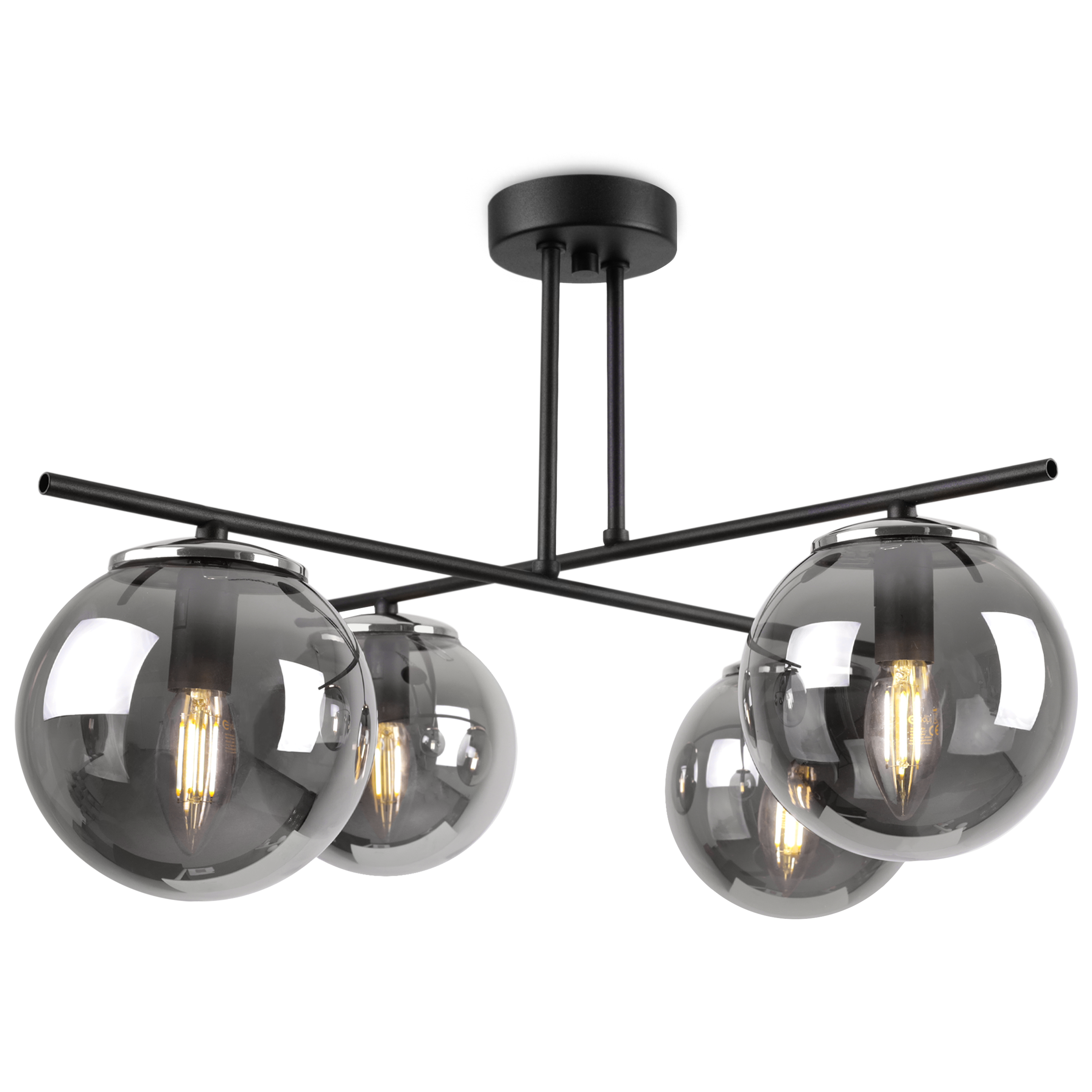 Lampa sufitowa wisząca Light Home LH Modena 4x E14 60W czarny/srebrny