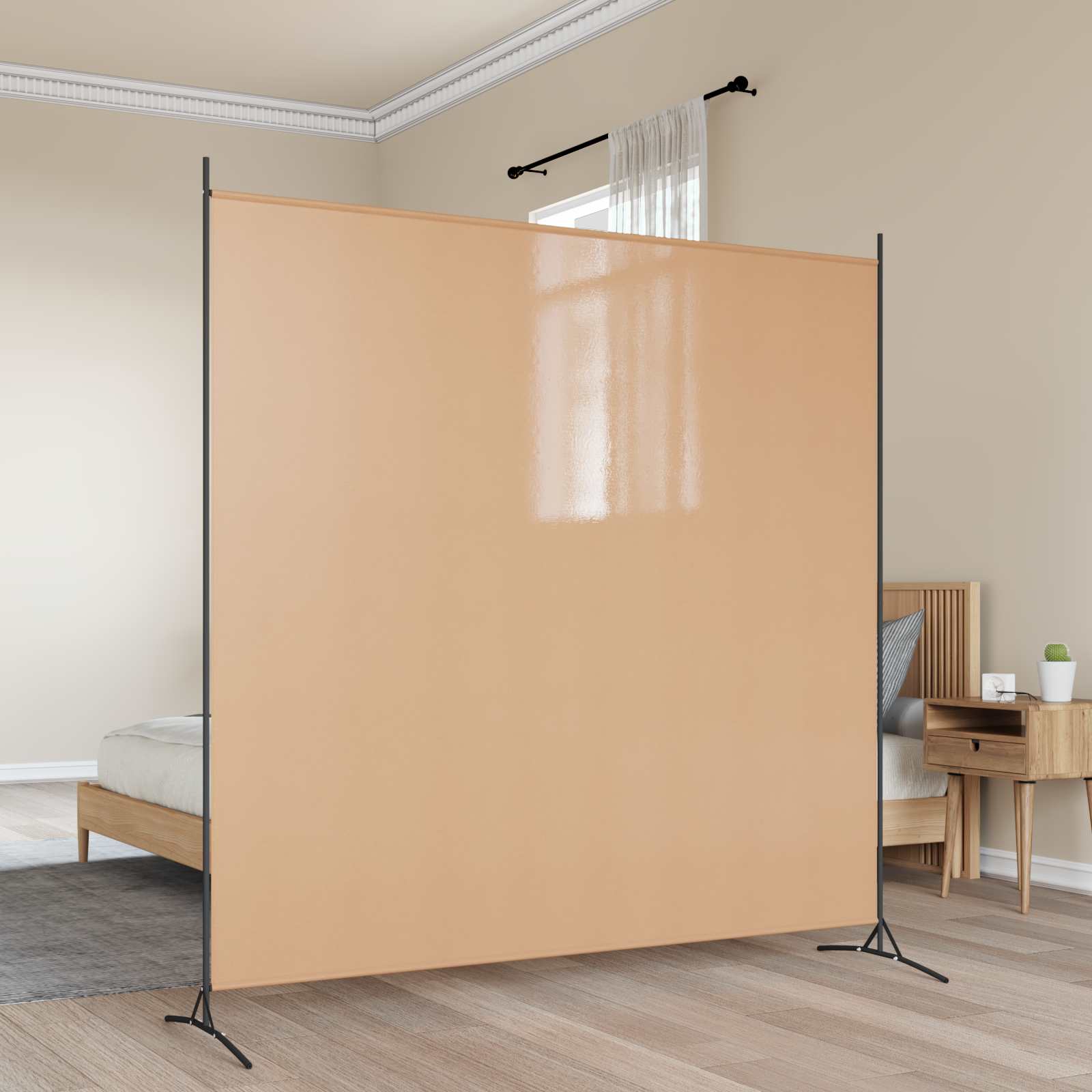 Dzielnik Pokoju z Jednym Panelem Beżowy 175 x 180 cm tkanina vidaXL