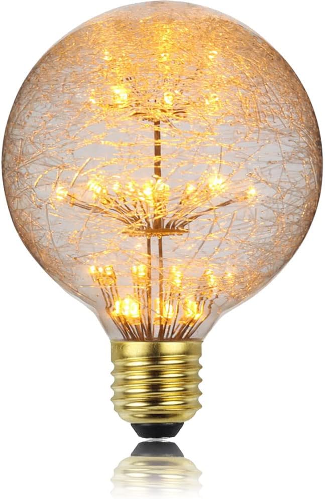Żarówka LED Vintage Żarówka RGB Fajerwerki Żarówka Edisona G95 3W 220/240V E27 Żarówka Dekoracyjna (Fajerwerki ze światłowodu)