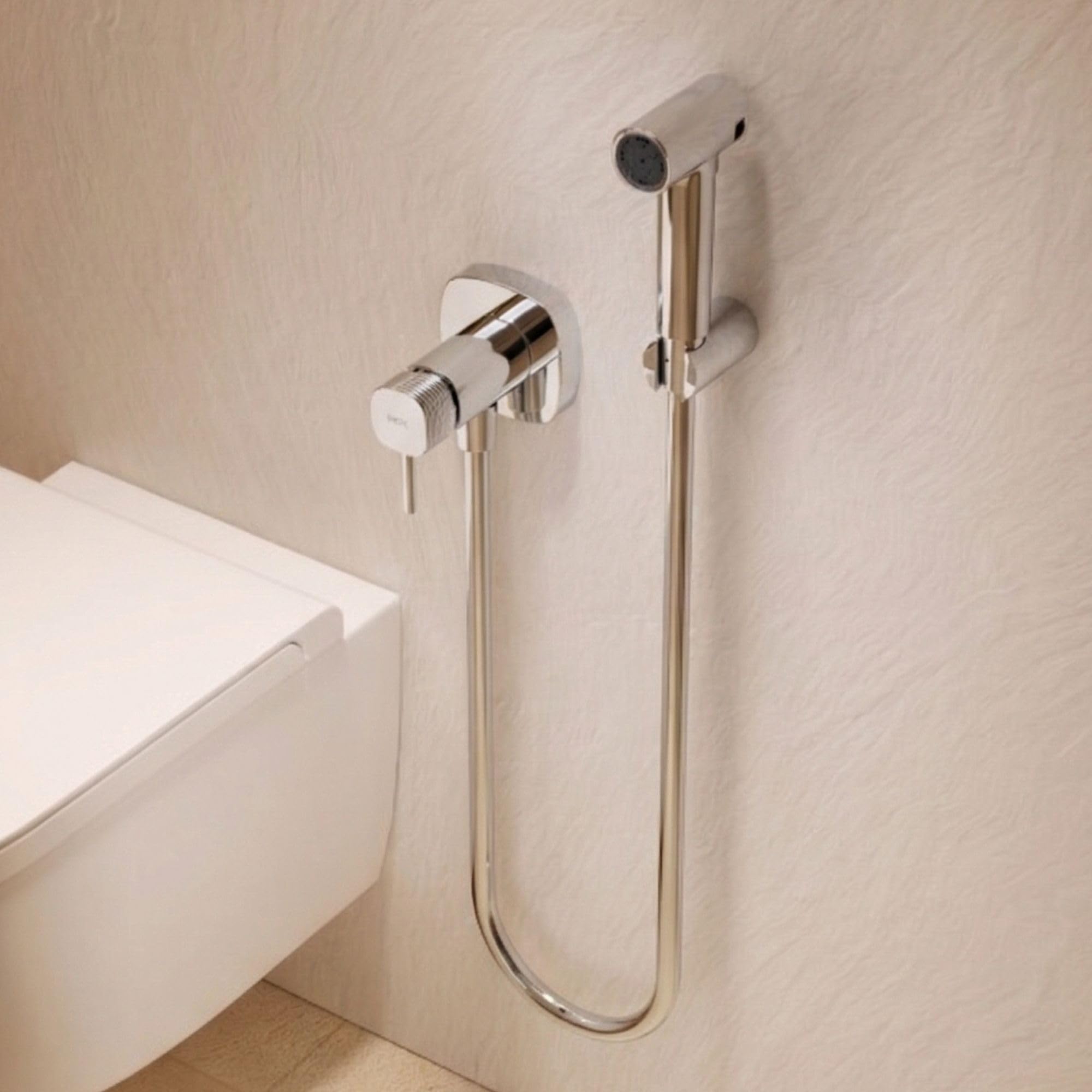 IMEX – Chromowany Bidet z Ciepłą i Zimną Wodą | Wbudowana Bateria Bidetowa do Toalety | Jednouchwytowy Higieniczny Prysznic do Toalety | Seria Firenze