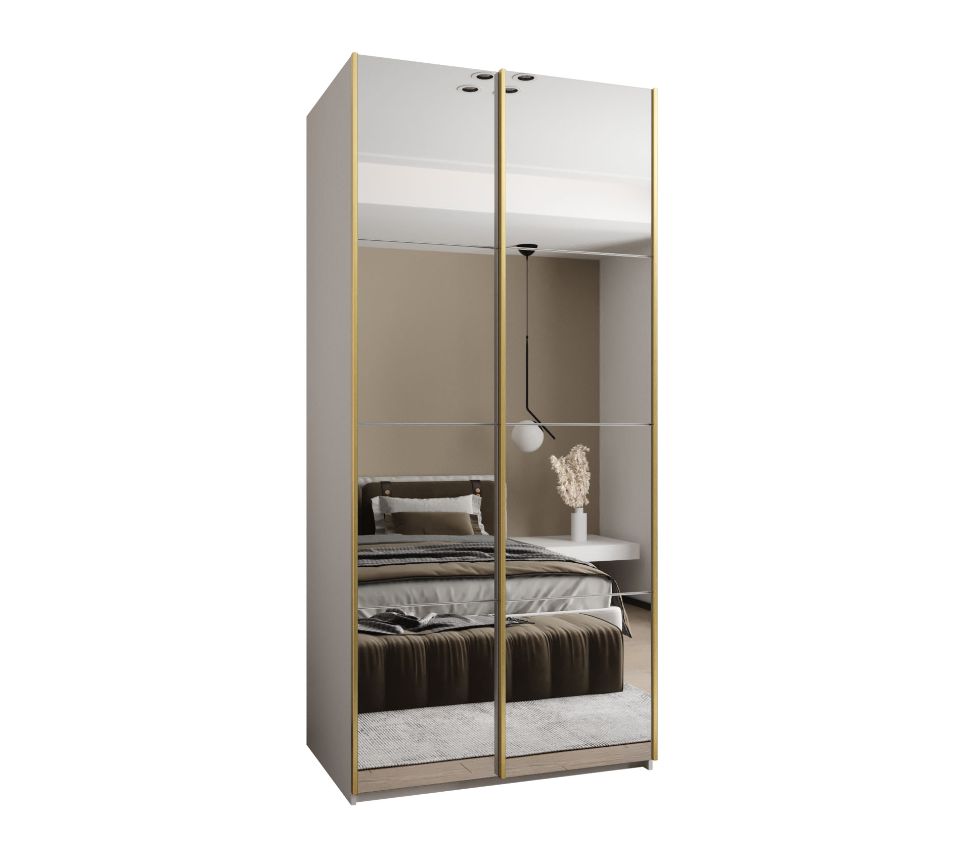 Szafa przesuwna wysoka Lux 2 120 x 64 x 245,5 cm biały + biały + u. złoty - Abiks Meble