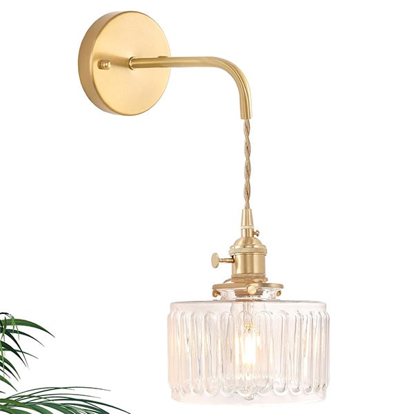 Designerska Lampa Ścienna Styl Retro Sypialni Prążkowane Szkło i Regulowany Łańcuch Metr Gniazdo Żarówka Nie jest Dołączona Nowoczesny Wystrój Wnętrz