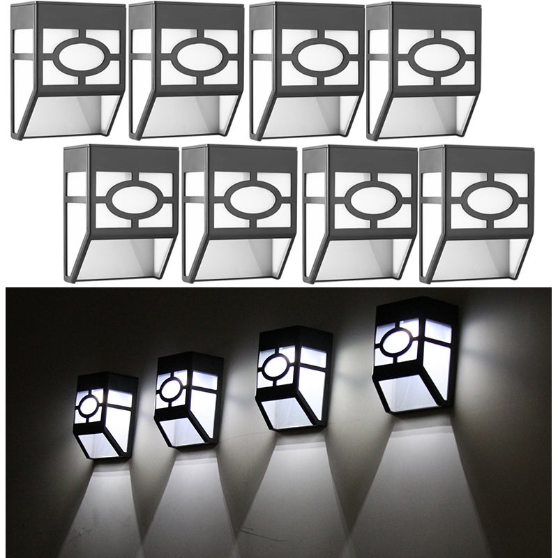 8-częściowe lampki solarne do ogrodzenia, zewnętrzne lampy solarne ogrodowe, lampy solarne ścienne IP45, światło białe