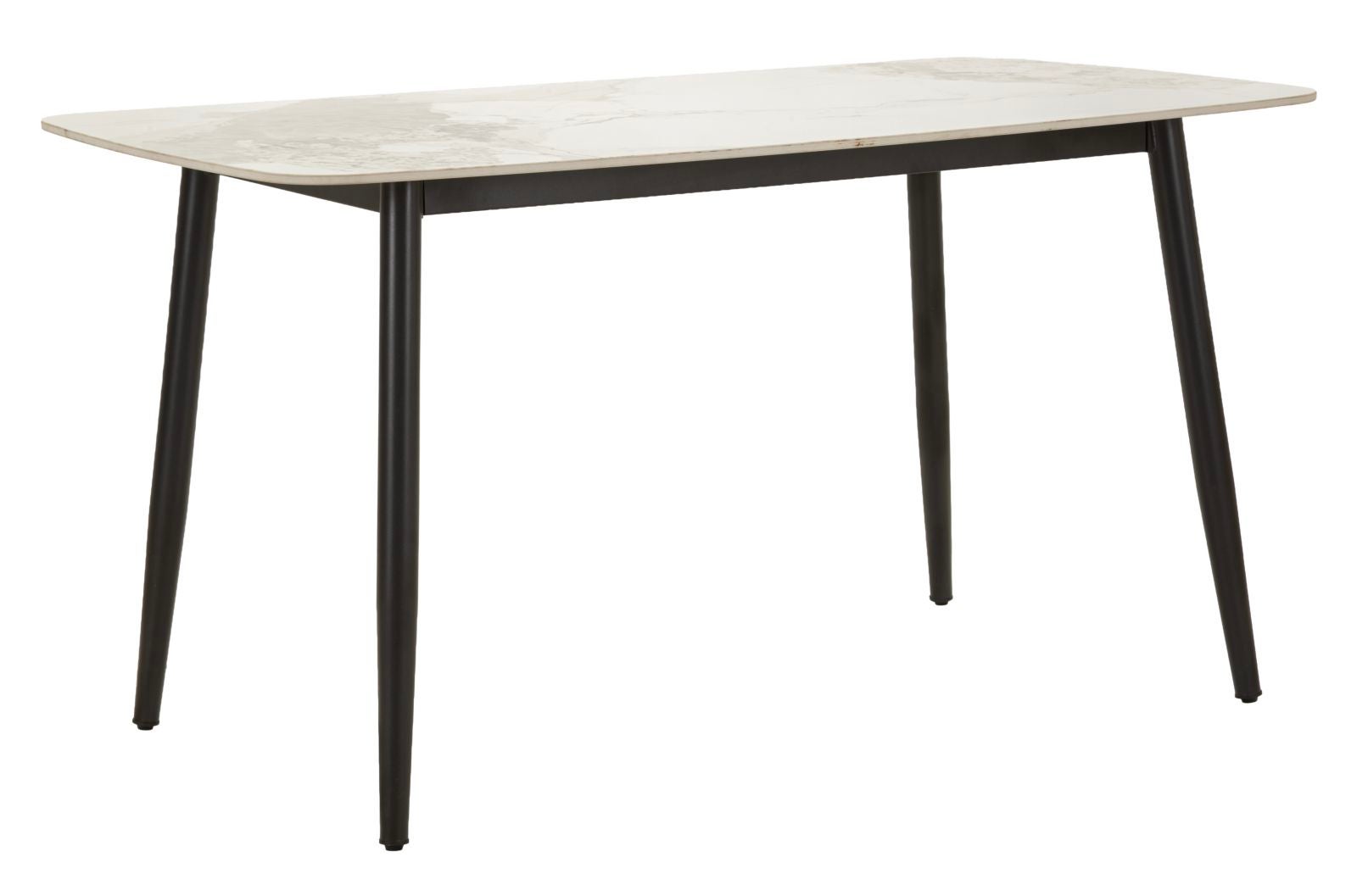 Nowoczesny stół jadalny Josh 138x78x76 cm – blat z efektem marmuru i czarne metalowe nogi – stół do wnętrz, do salonu