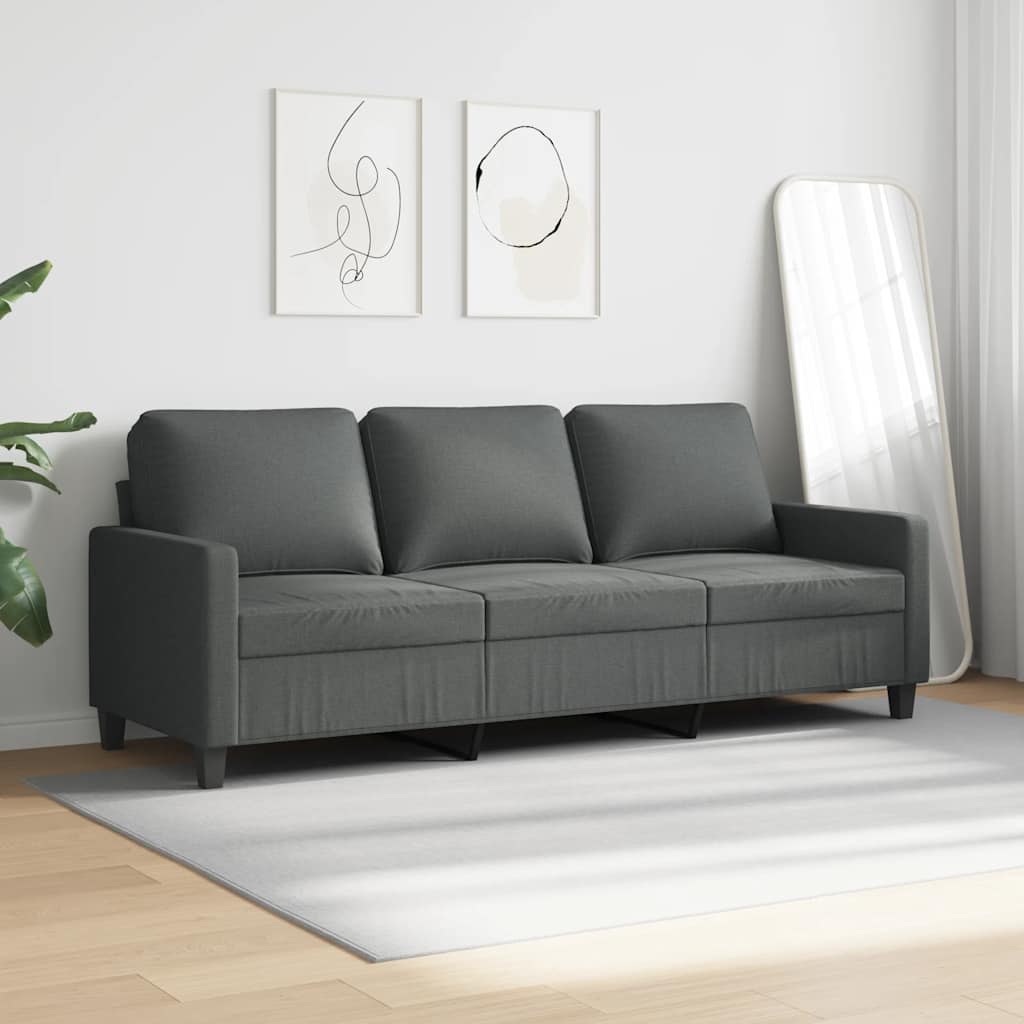 Sofa 3-osobowa, ciemnoszara, 180 cm, tapicerowana tkaniną