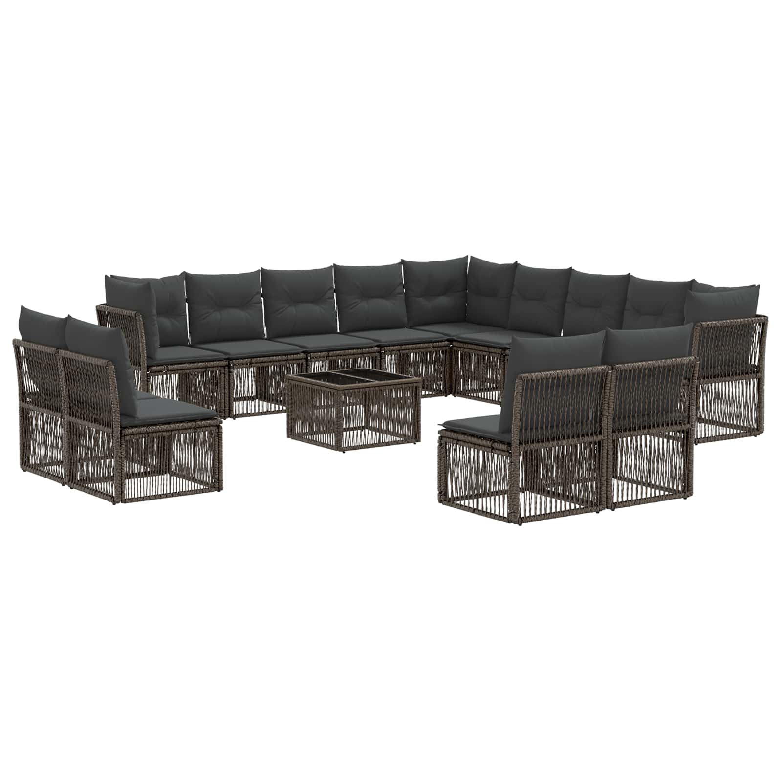Zestaw Sof na Ogród 14 pcs Szary polirattan vidaXL