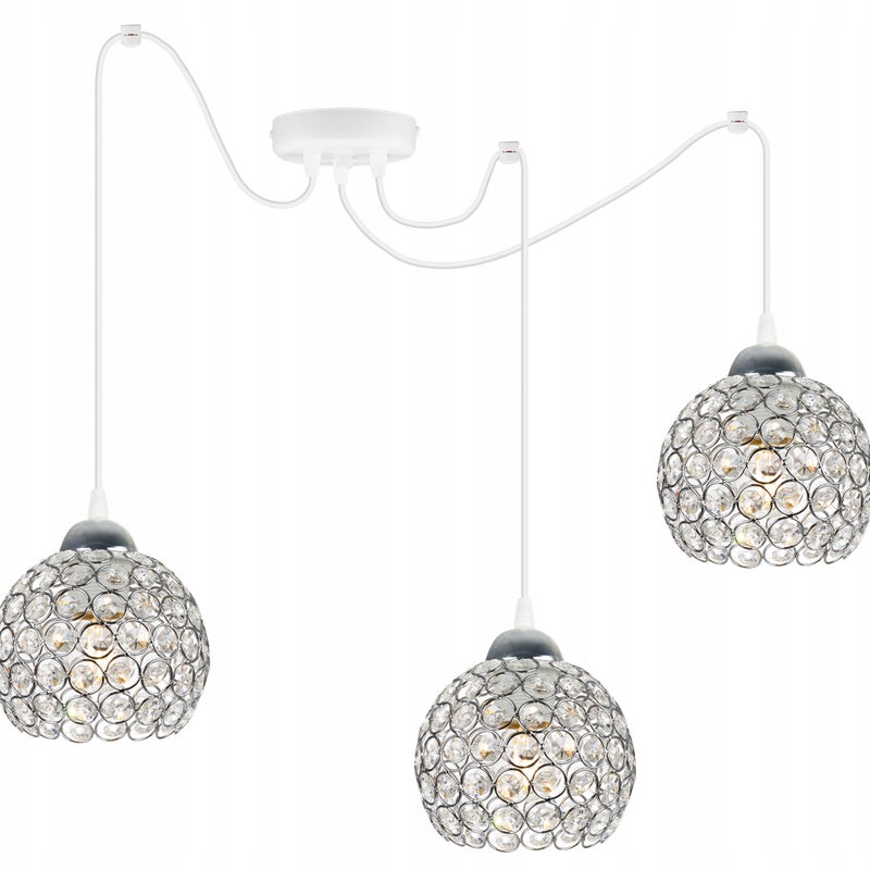 Lampa sufitowa wisząca Light Home LH Crystal Spider 3x E27 60W kryształki biały