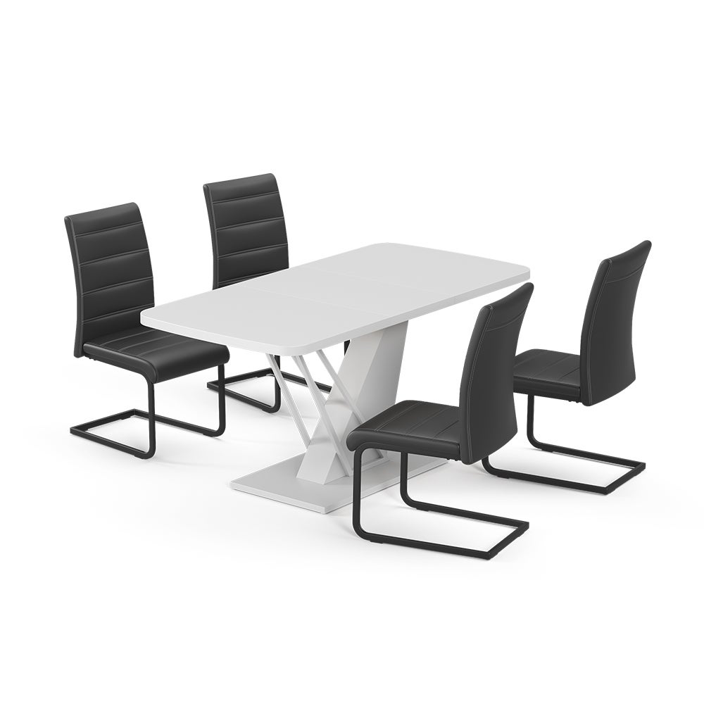 Vicco Stół jadalny Fenaro, Biały, 120 x 80 cm z 4 krzesłami do jadalni, czarne