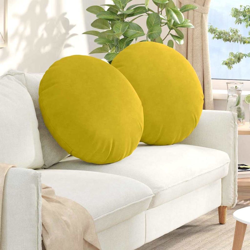 Poduszki na siedziska 2 pcs Żółty Ø 80 x 29 cm Aksamit vidaXL