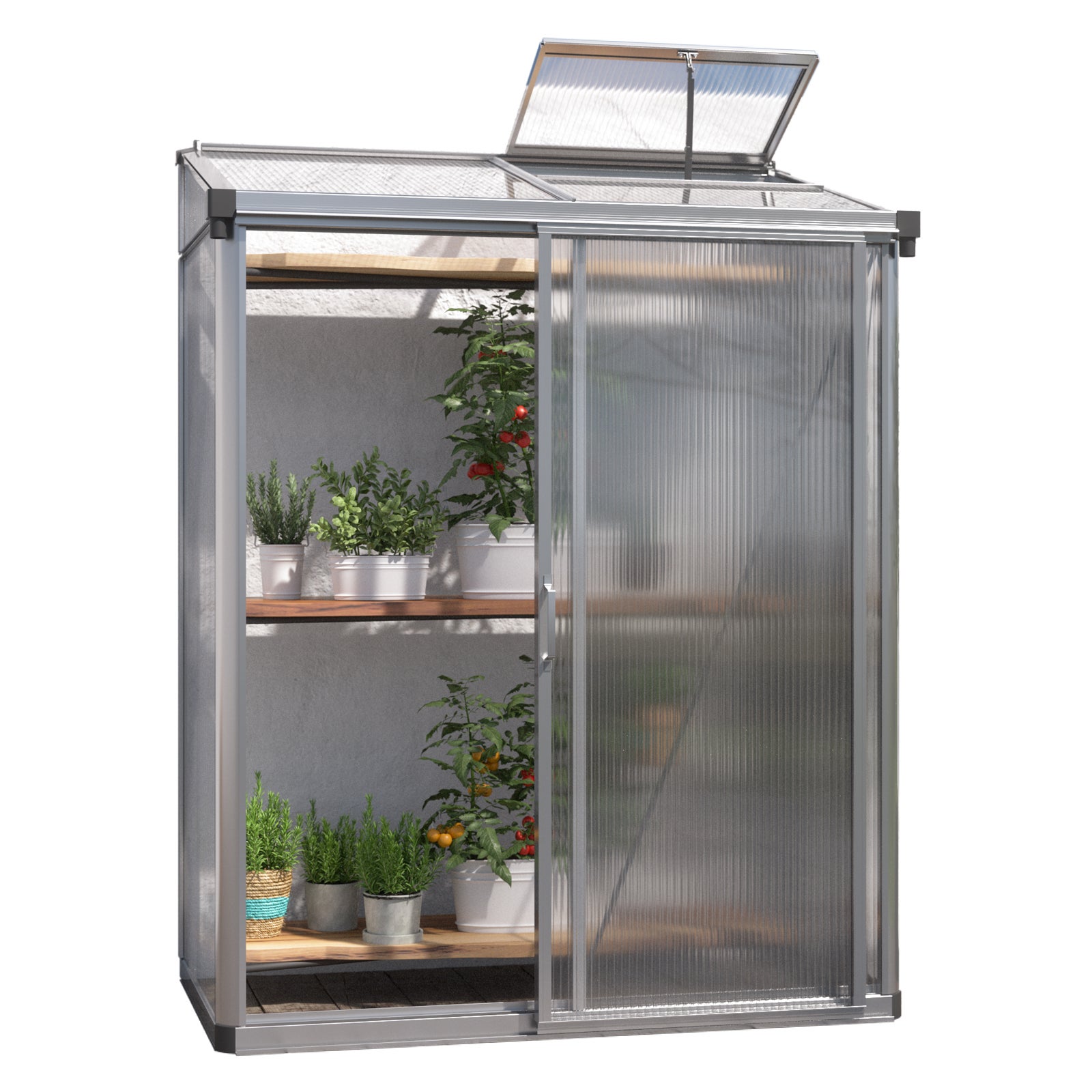 GFP szklarnia Adena 12 szklarnia przyścienna rama aluminiowa - 151x77 cm - grube panele poliwęglanowe ok. 10 mm