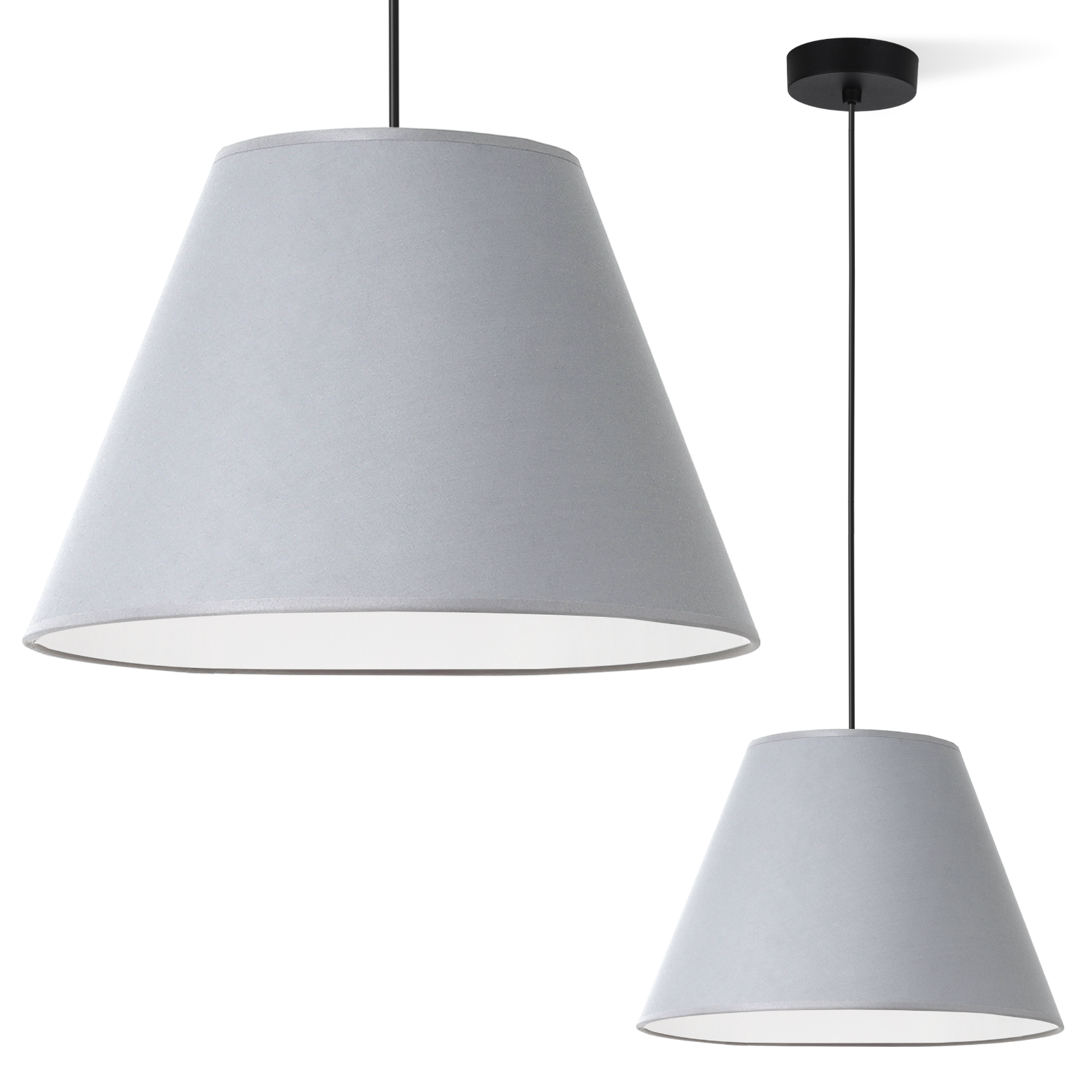 Lampa sufitowa wisząca czarna Light Home LH Gaja 1xE27 abażur stożek 30cm średni szary