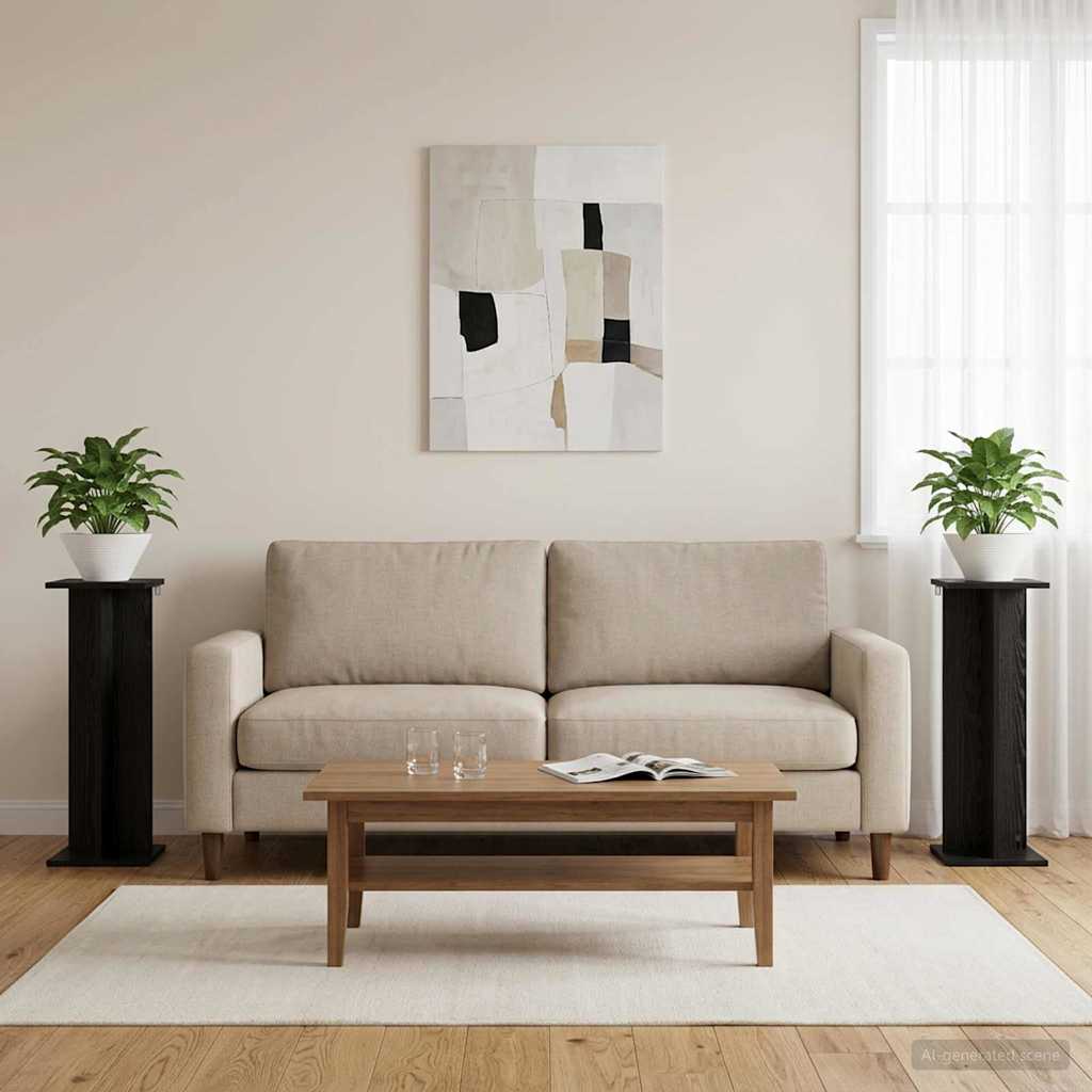Stojak na rośliny 2 pcs Czarny Dąb 25 x 25,5 x 80,5 cm vidaXL
