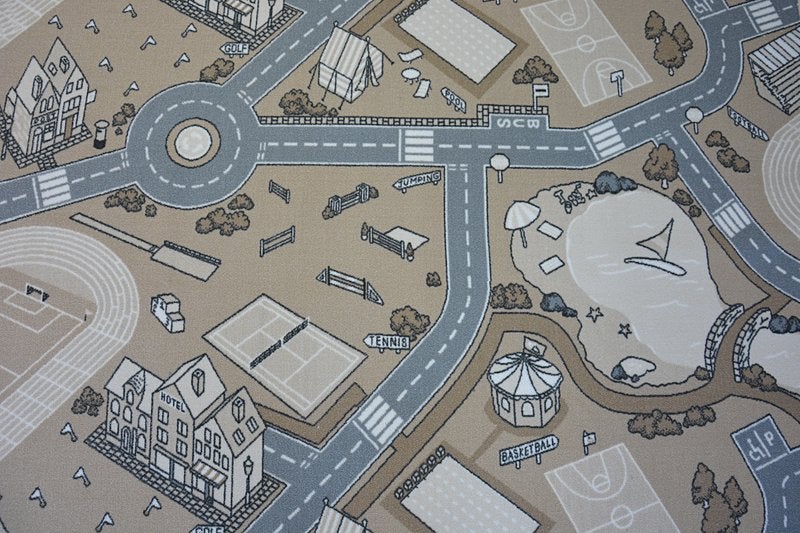 DYWAN - WYKŁADZINA antypoślizgowa dla dzieci STREET beżowy 150x550 cm