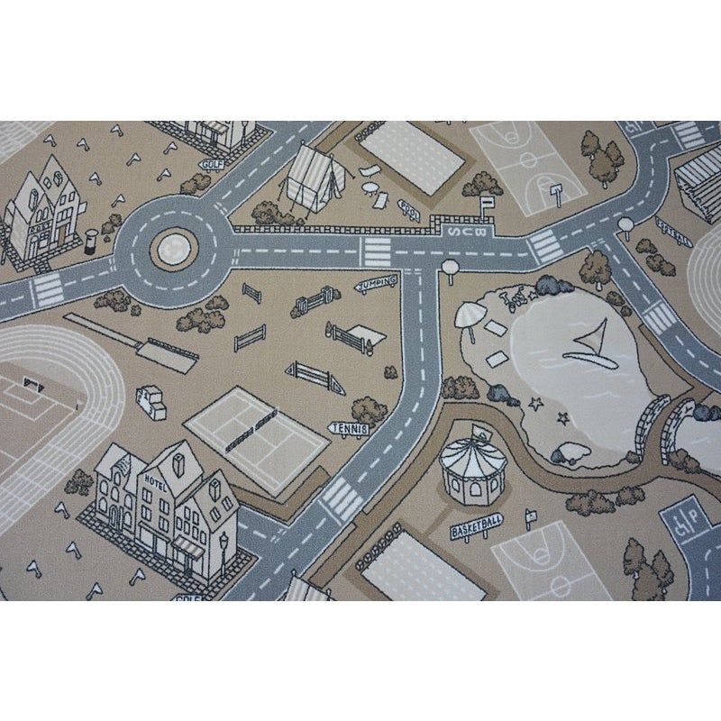 DYWAN - WYKŁADZINA antypoślizgowa dla dzieci STREET beżowy 150x550 cm
