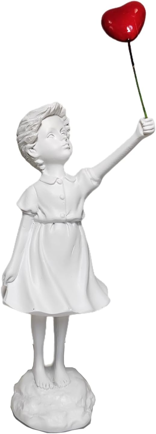 Figurka Banksy'ego w białym balonie, dekoracja salonu, wnętrza, biuro, biblioteka, półka, wystrój domu