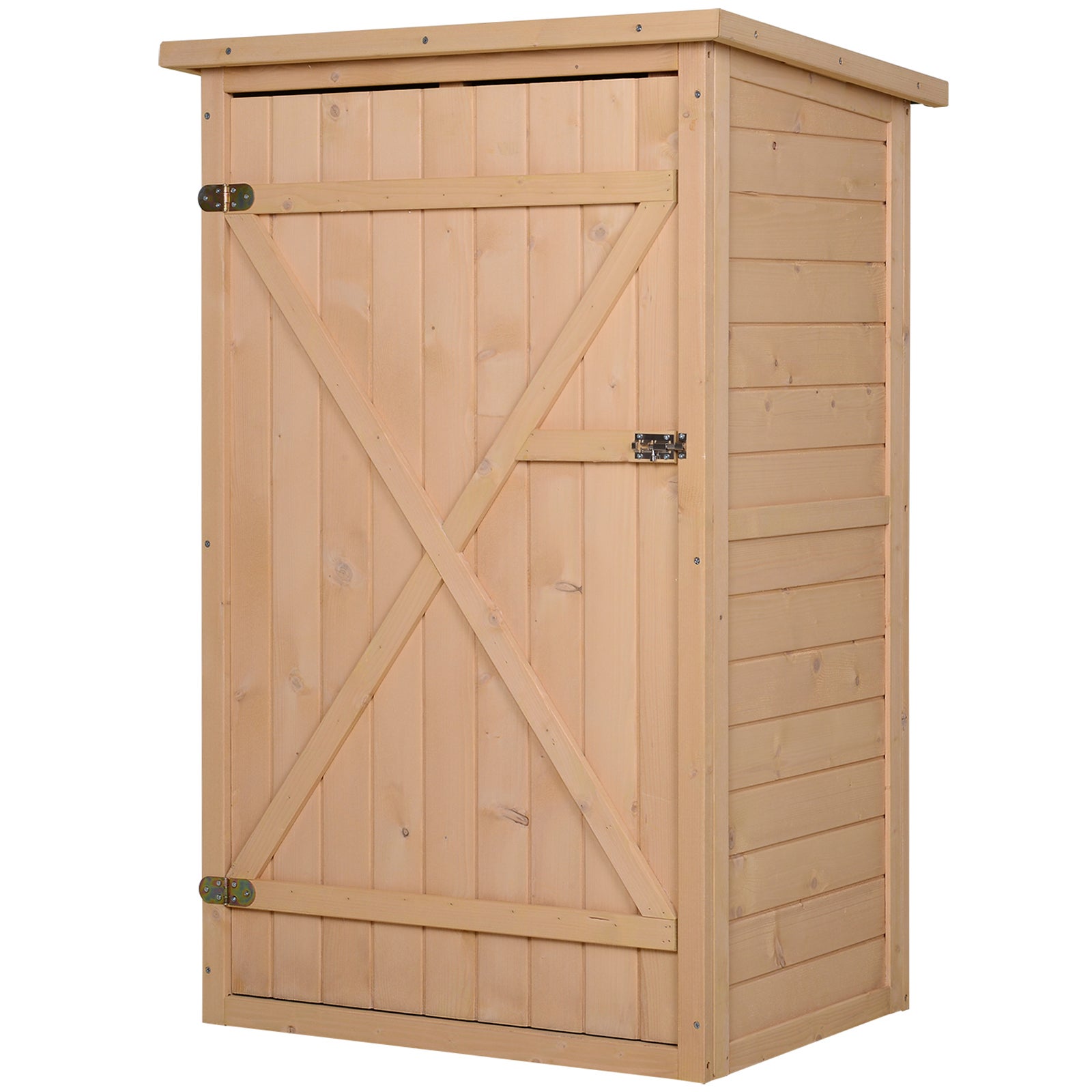 Drewniany domek ogrodowy z naturalnego drewna, szafa z półkami na zewnątrz, wodoodporna szopa na narzędzia do patio i taras - 75x56x115 cm
