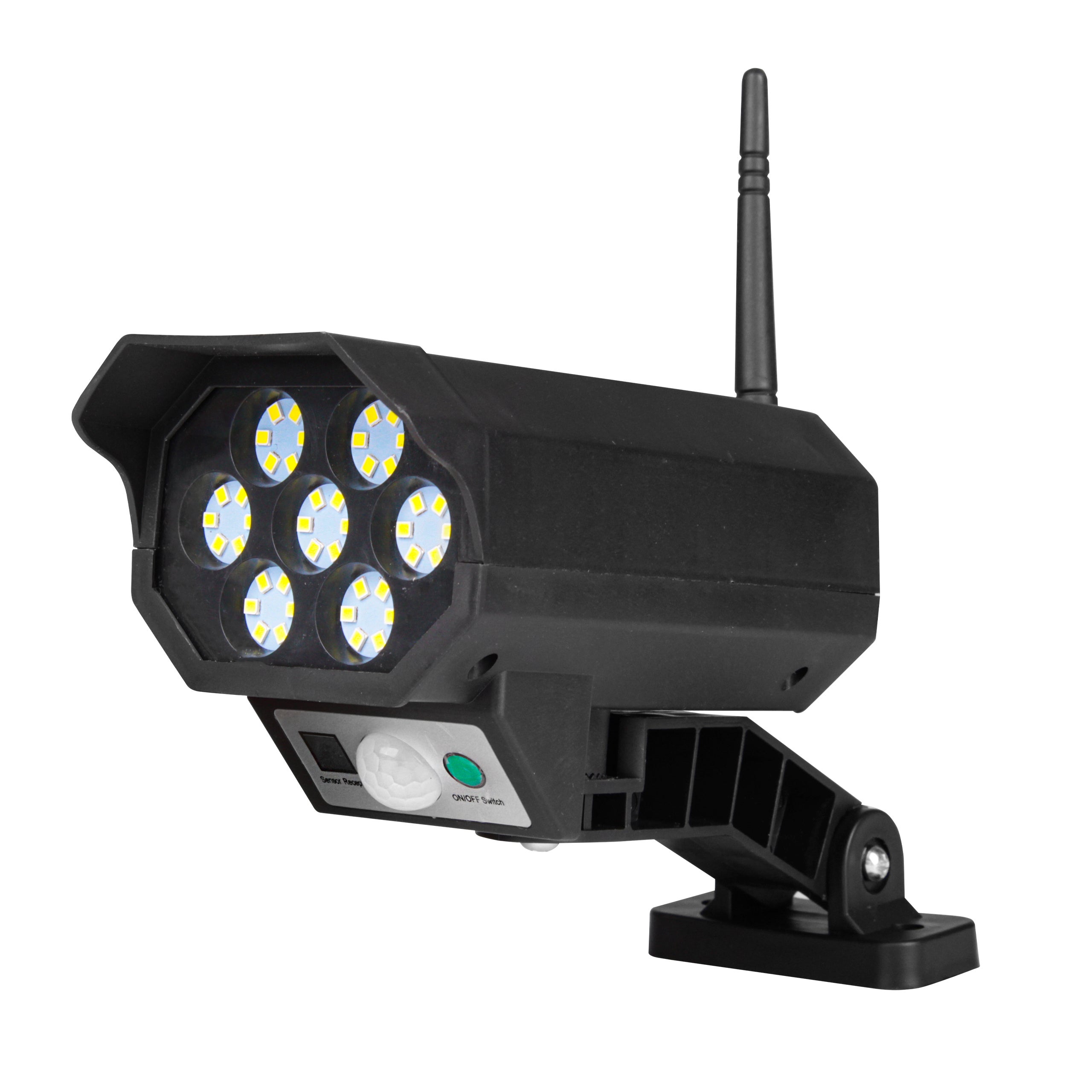 Lampa solarna LED atrapa kamery 5W IP65 6500K zimna biel z czujnikiem ruchu PIR czarna MasterLED
