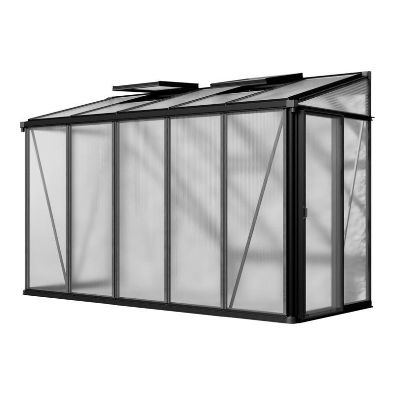 GFP szklarnia Flora 25 szklarnia przyścienna - Aluminium - 324x132 cm - 16 mm panele poliwęglanowe