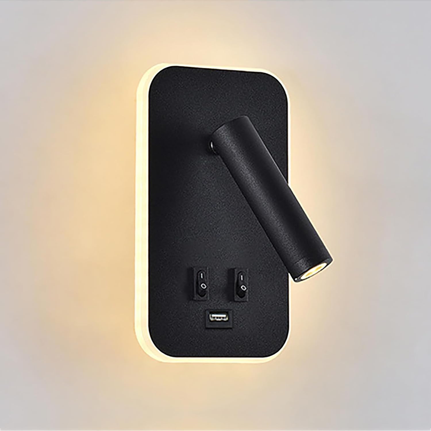 Lampa ścienna LED 3 w 1 – lampka nocna z interfejsem USB – regulowane oświetlenie otoczenia – czarna