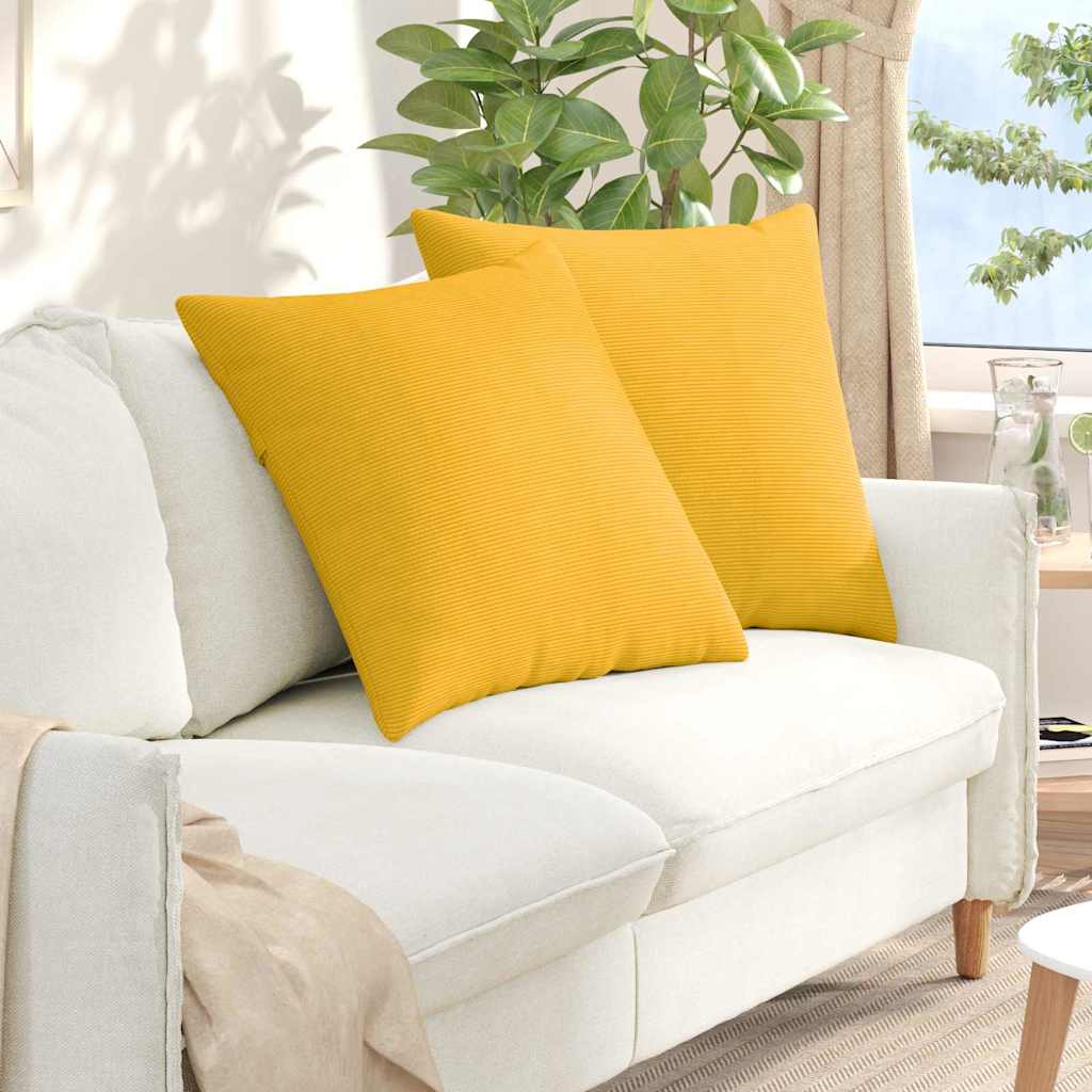 Poduszki na sofę 2 pcs Jasnożółty 80 x 80 cm Tkanina sztruksowa vidaXL