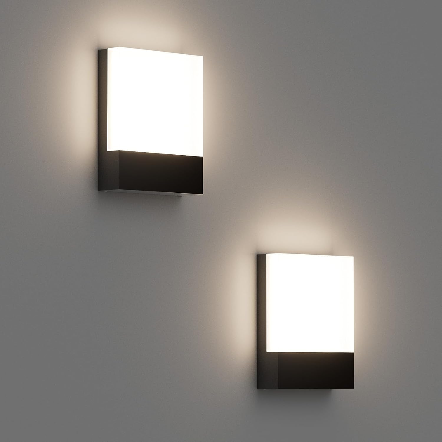 (2) Kinkiet LED 15 W, odpowiedni do użytku wewnątrz i na zewnątrz, nowoczesny czarny kinkiet aluminiowy, idealny do oświetlenia