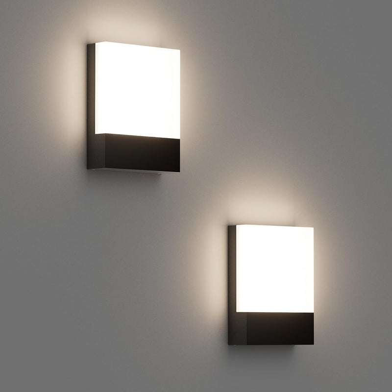 (2) Kinkiet LED 15 W, odpowiedni do użytku wewnątrz i na zewnątrz, nowoczesny czarny kinkiet aluminiowy, idealny do oświetlenia