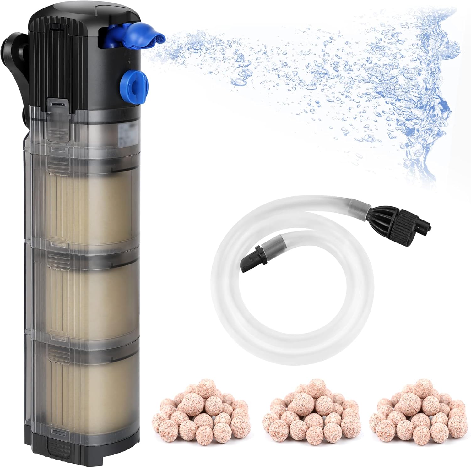 Regulowany filtr wewnętrzny 3 w 1 i pompa do akwariów słodkowodnych i morskich o pojemności 100–300 l, 1500 l/h, 25 W