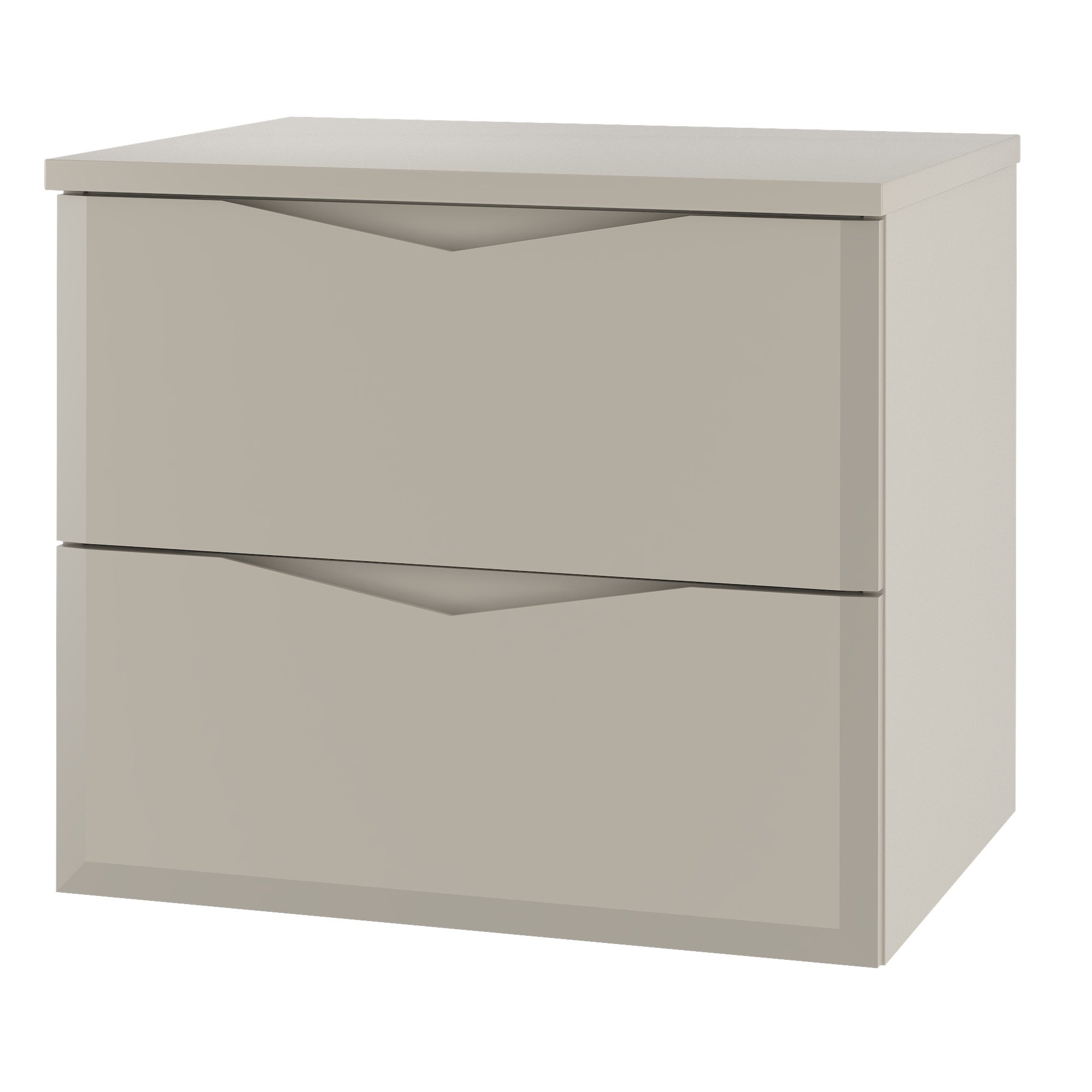 Szafka łazienkowa DELICA 60 cm kaszmir z blatem wisząca 2 szuflady frezowane MDF mat