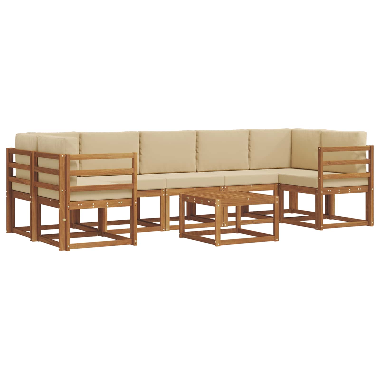 Zestaw sof na zewnątrz z poduszką 8 pcs Naturalny i Beżowy